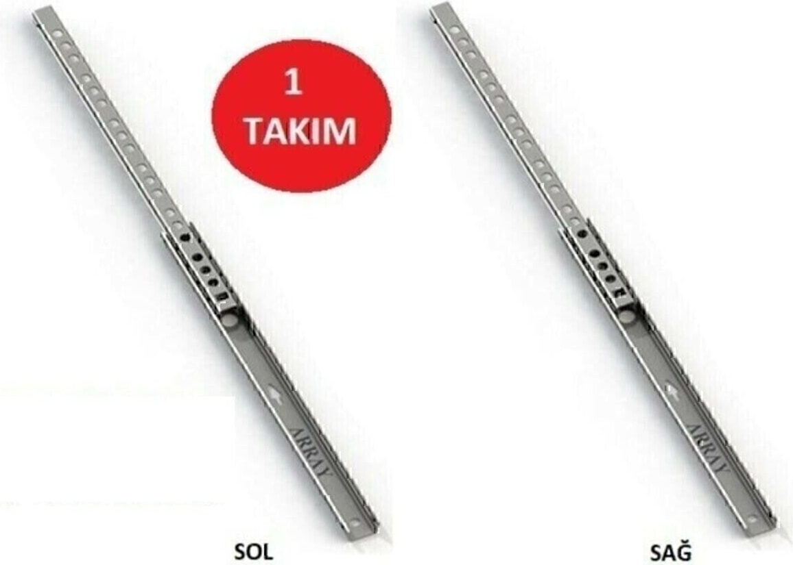 Metal Bilyalı Çekmece Rayı 17mm x 35cm Tek Açılım - Dayanıklı Mekanizma ile