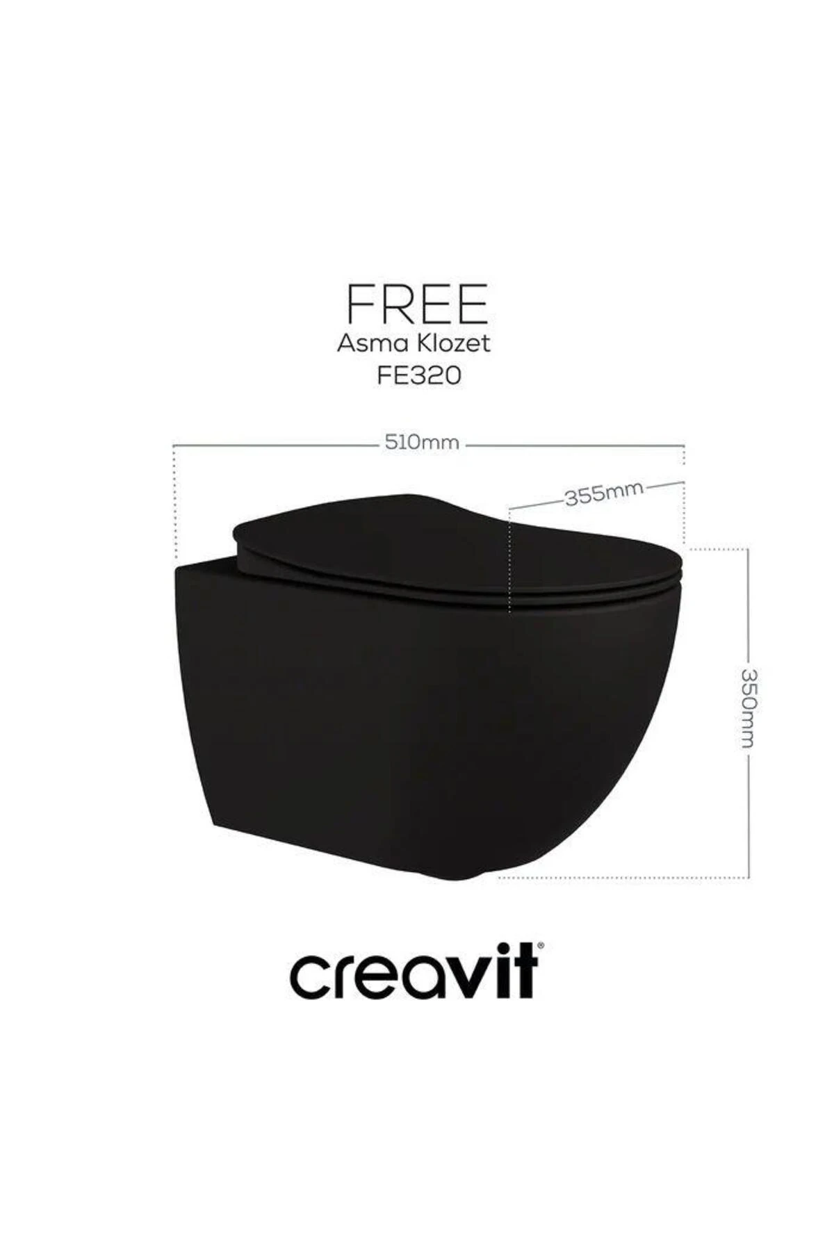 Free Asma Klozet (FE320.SM) + Duck Yavaş Kapanan Kapak Mat Siyah 2'li Set