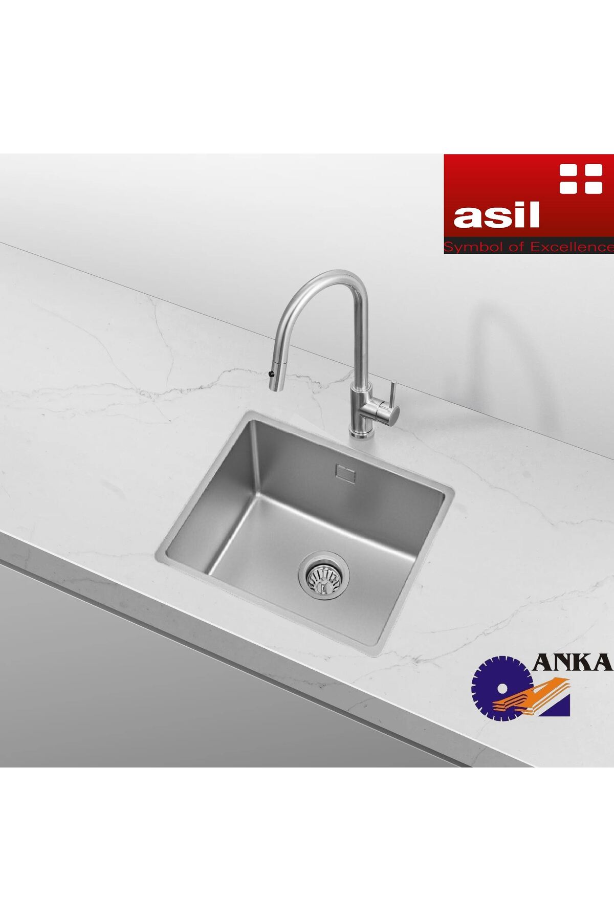 Drawn R15 Series As 358 40×45 Cm Paslanmaz Çelik Mutfak Evyesi, Mutfak Lavabosu (SİFON DAHİL)