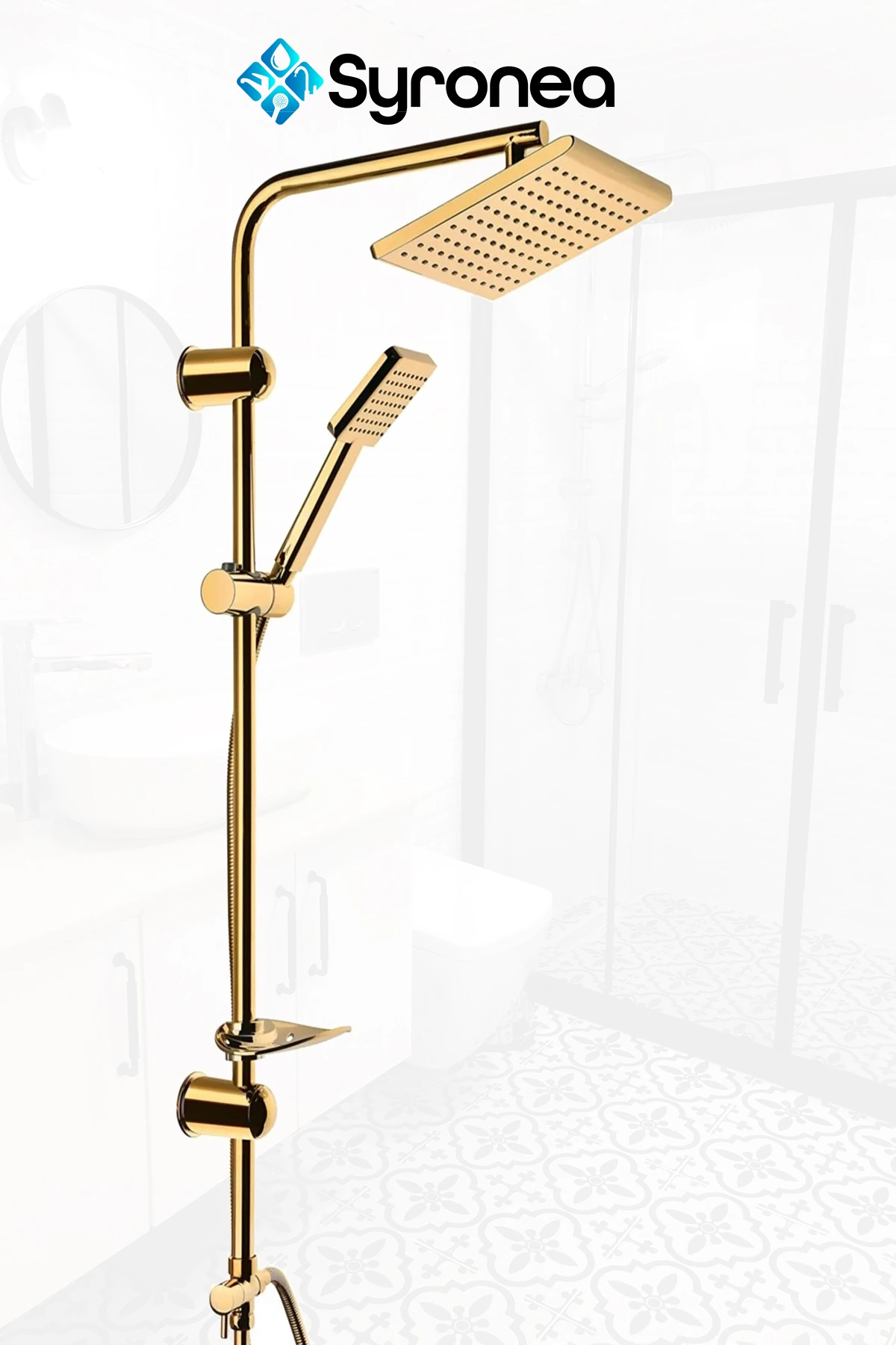 Altın Kare Yeni Nesil Siyah Robot Tepe Yağmurlama Duş Seti Duş Başlığı Duş Hortum