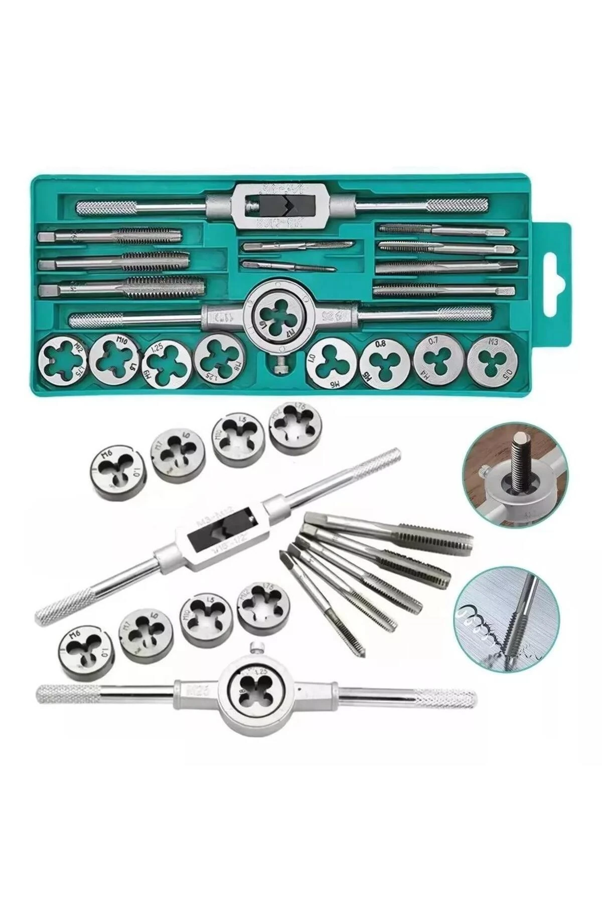 20 Parça Klavuz Pafta Seti Metrik Set M3-m12 Arası 20li Takım