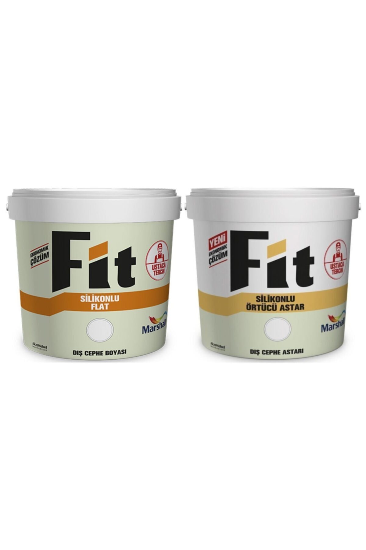 Fit Silikonlu Dış Cephe Boyası 15LT=20KG BEYAZ-Fit Silikonlu Dış Cephe Astarı 12.5KG=20KG