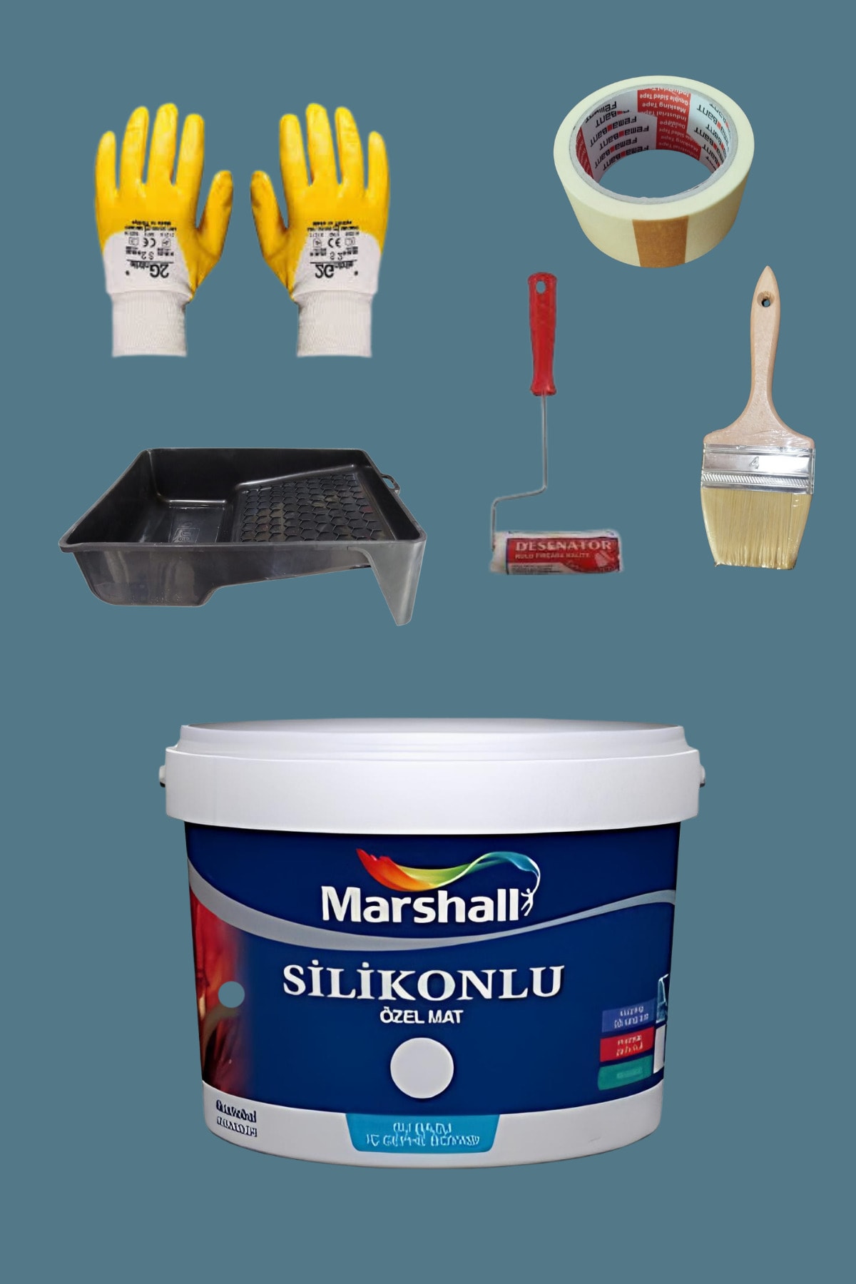 5'li Set Silikonlu Özel Mat Duvar Boyası Karadeniz 50 Çeşit Renk 2.5lt