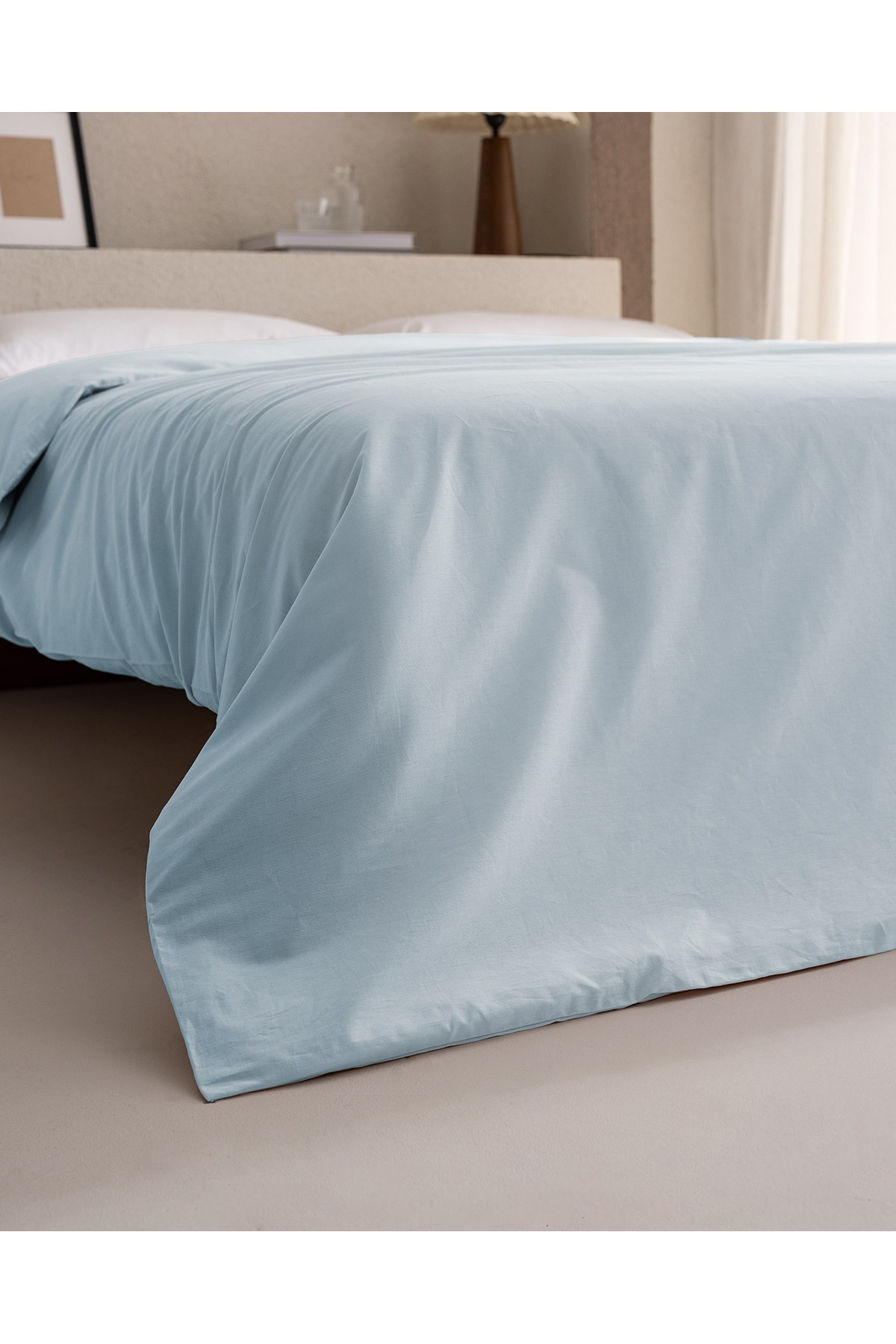 Manon King Size %100 Pamuk Ranforce Düz Nevresim - Mavi