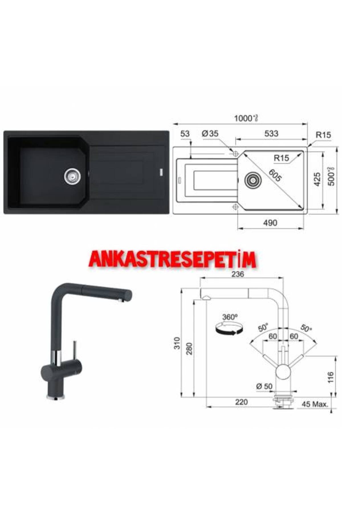 Yetkili Satış Bayisinde Ubg 611-100 Nero Eviye,active Plus Doccia Nero Armatür Set Kampanya