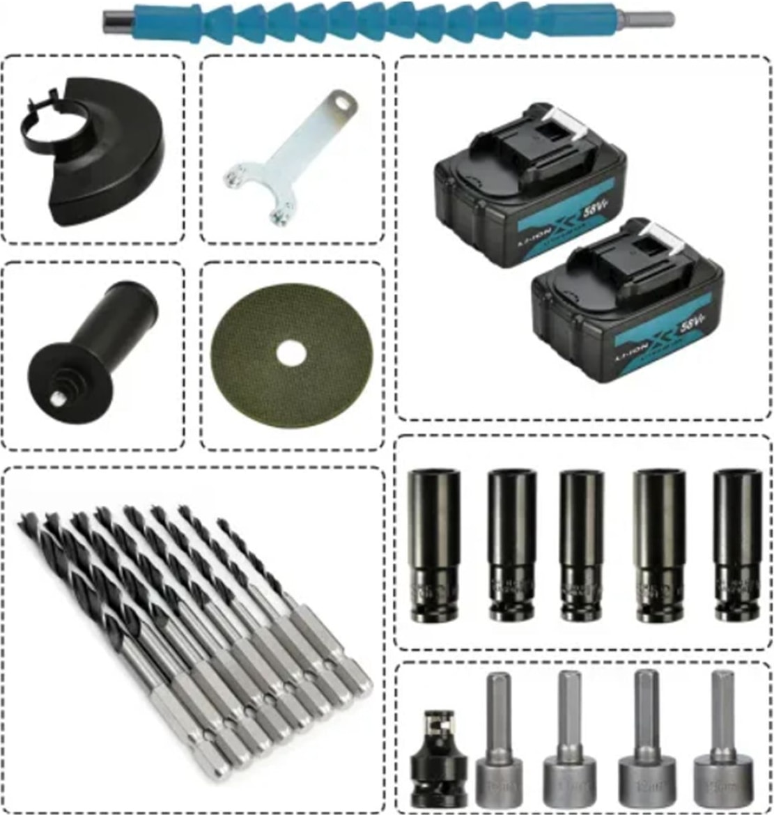Kablosuz 58VF Ultra 2 Li Set Şarjlı Taşlama ve Somun Sökme, 1000W, 2 Yıl Garantili
