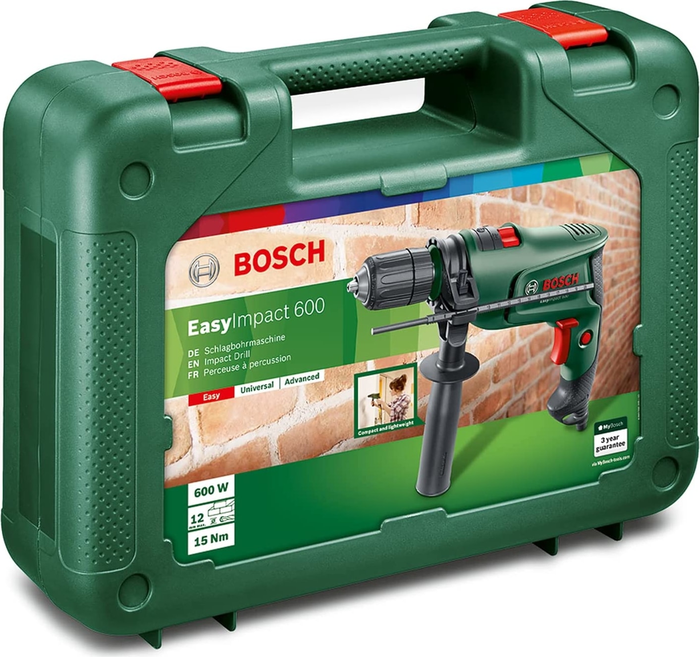 BOSCH Easyimpact 600 Darbeli Matkap + 54 Parça Matkap Ucu Seti / Cırcır Tornavida Vidalama