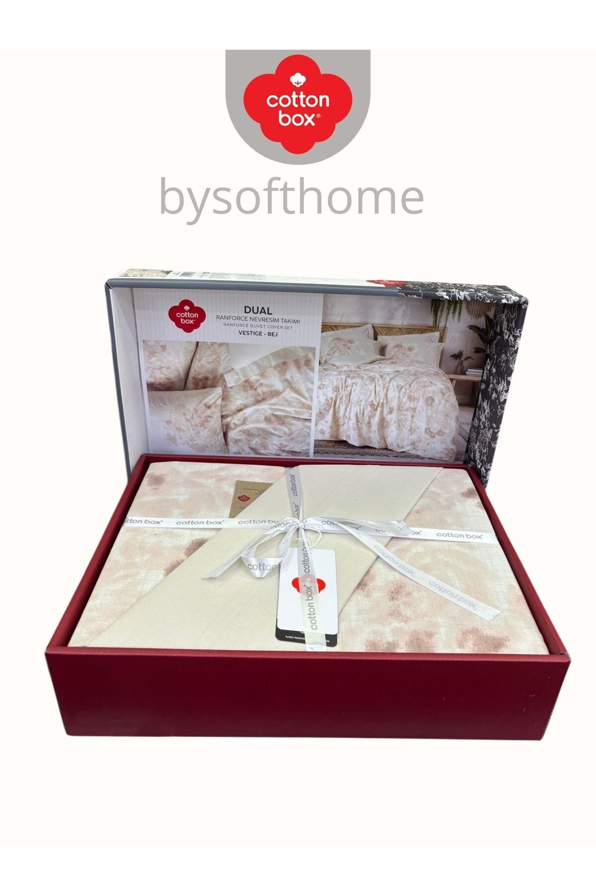 VESTIGE BEJ DUAL SERI Ranforce Çift Kişilik Nevresim Takımı %100 Pamuk