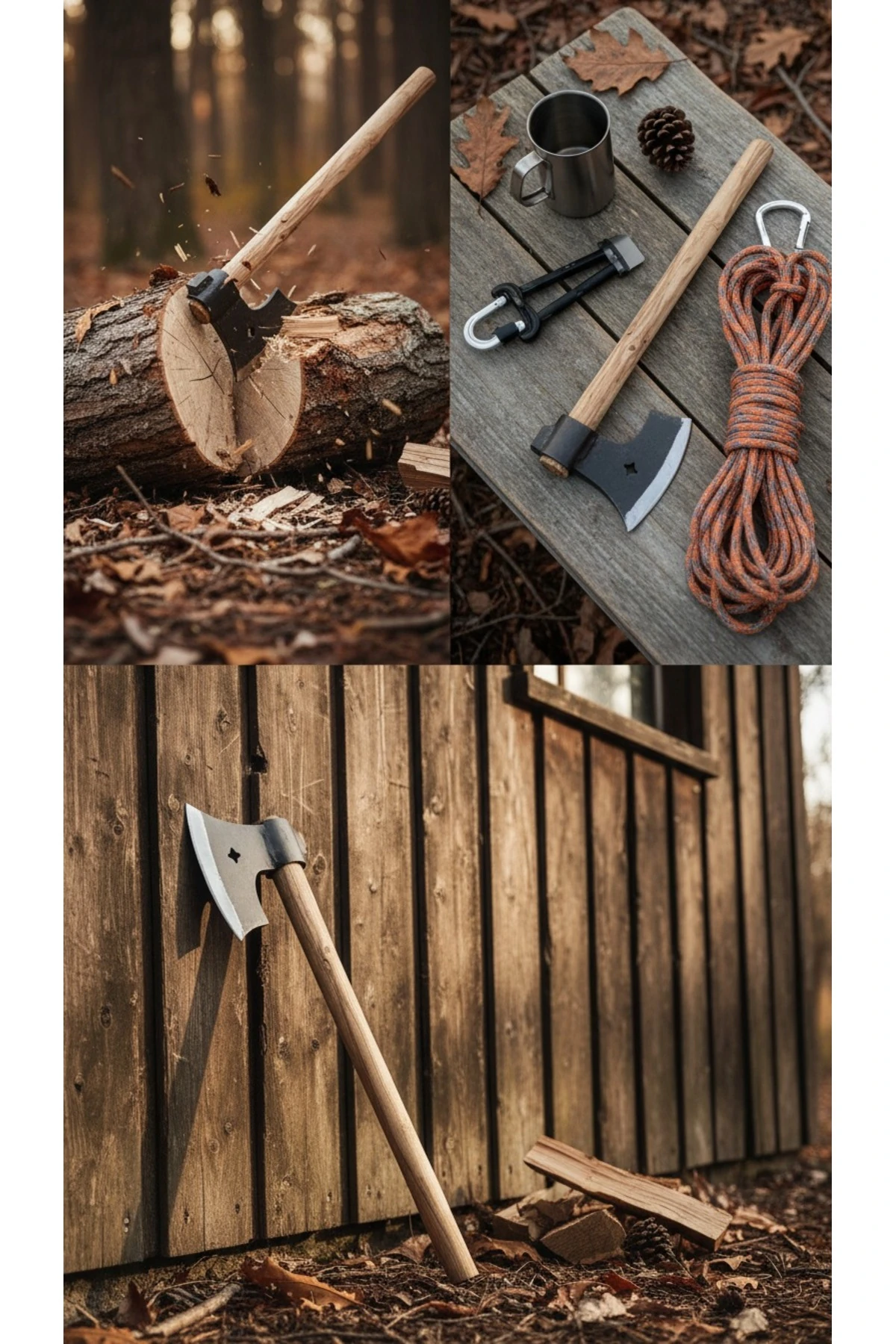 Dövme Demir Çelik Kamp Baltası Nacak-gürgen Ağaç Saplı, Ay Yıldız Motifli