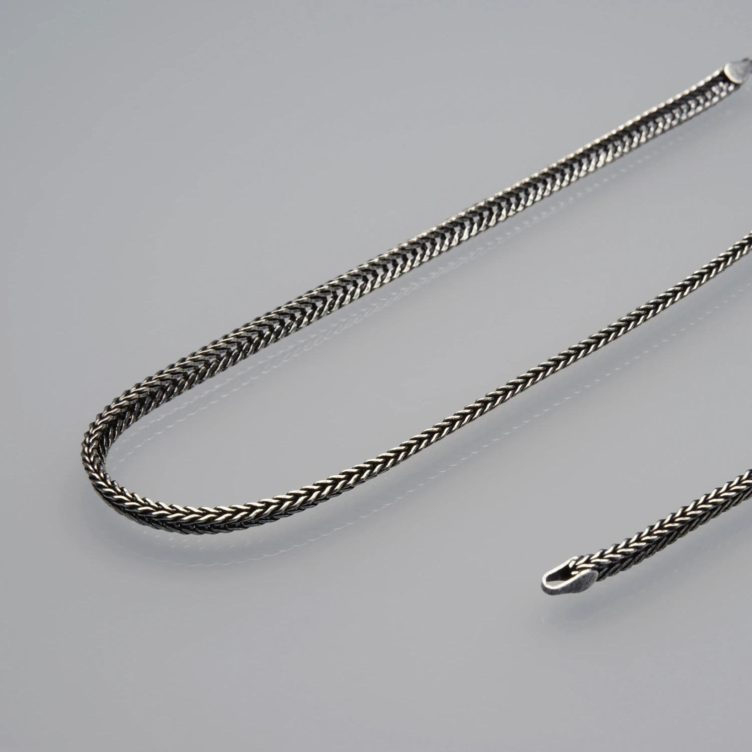 4n Oluklu Tilki Kuyruğu Gümüş Zincir