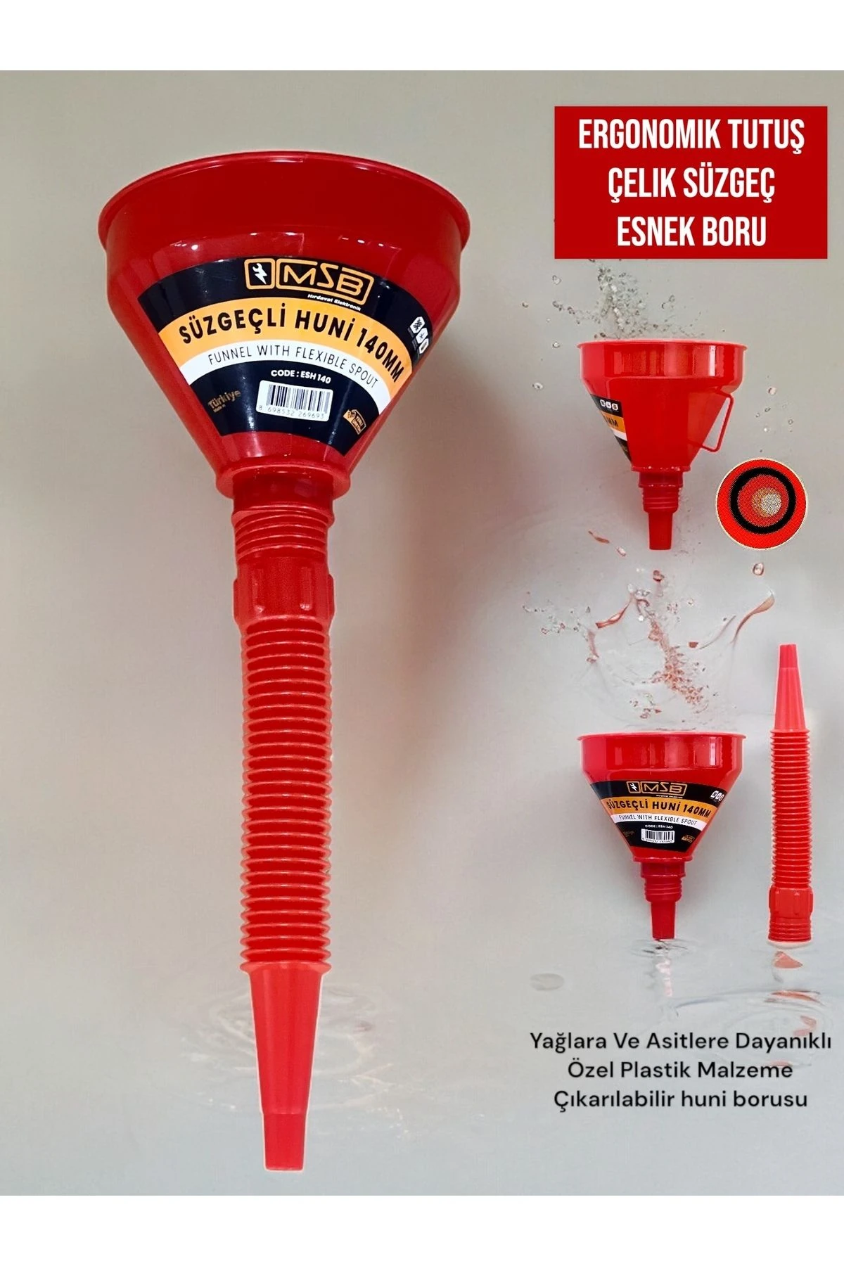 Edoni Esh140 Süzgeçli Plastik Huni 140 Mm