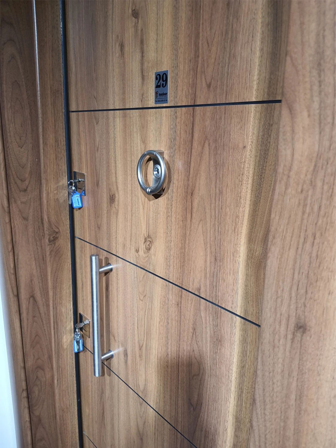 Ahşap Kaplama Kasalı Düz Model Daire Kapısı,  Kapı, Villa Kapısı