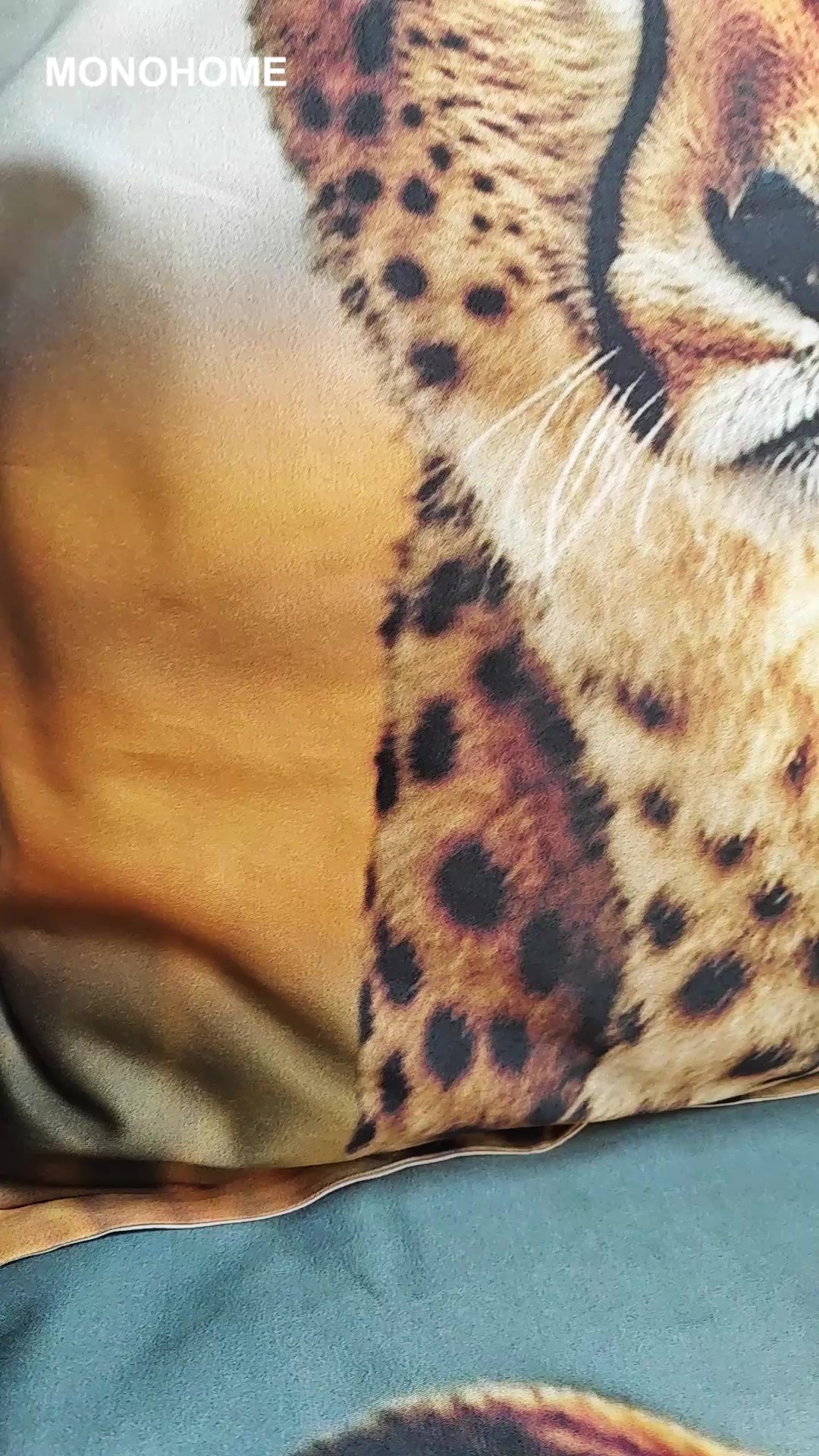 Leopar Lastikli Çarşaflı %100 Pamuk Saten Çift Kişilik Nevresim Takımı Cheetah