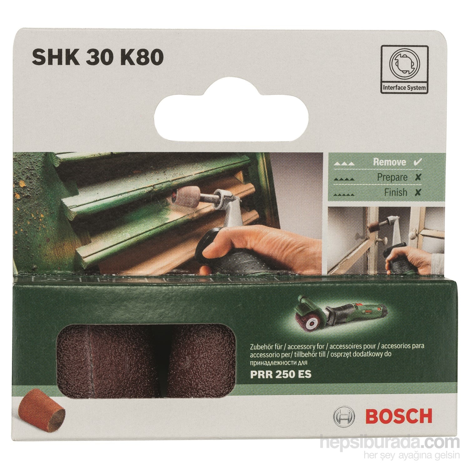 BOSCH Prr 250 Es Konik Rulo Zımpara Aksesuarı - 30Mm, 80 Kum - 3 Adet