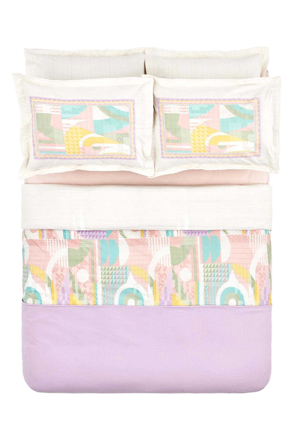 Pine Çift Kişilik Nevresim Pike Set Lila