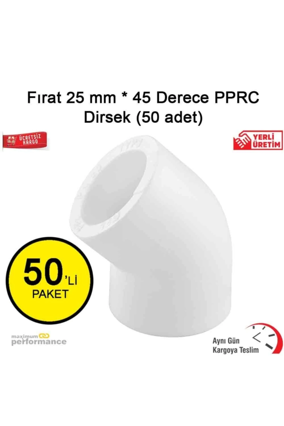 25 Mm * 45 Derece Pprc Dirsek (50 Adet)