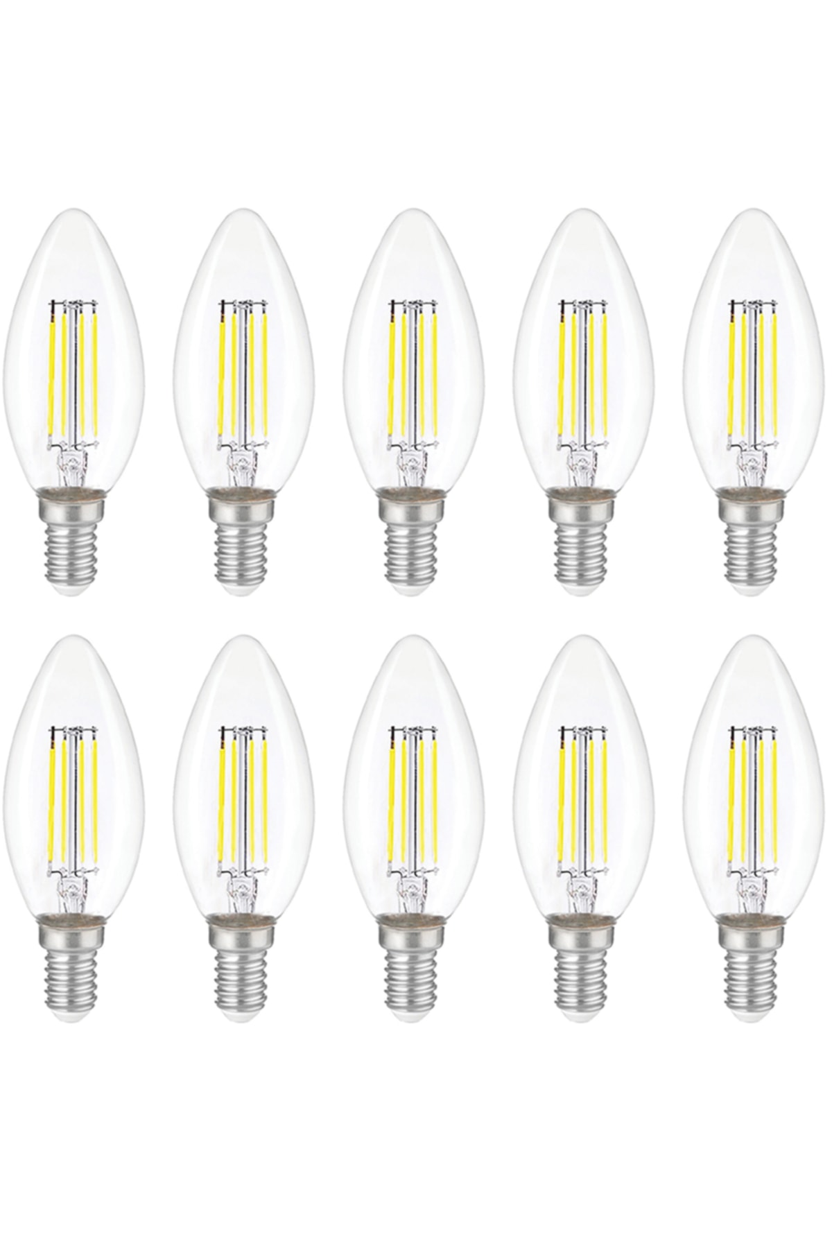 10'lu Led Filament Rustik Ampul Kıvrık Uç 6w E14 6500k (BEYAZ İŞIK)