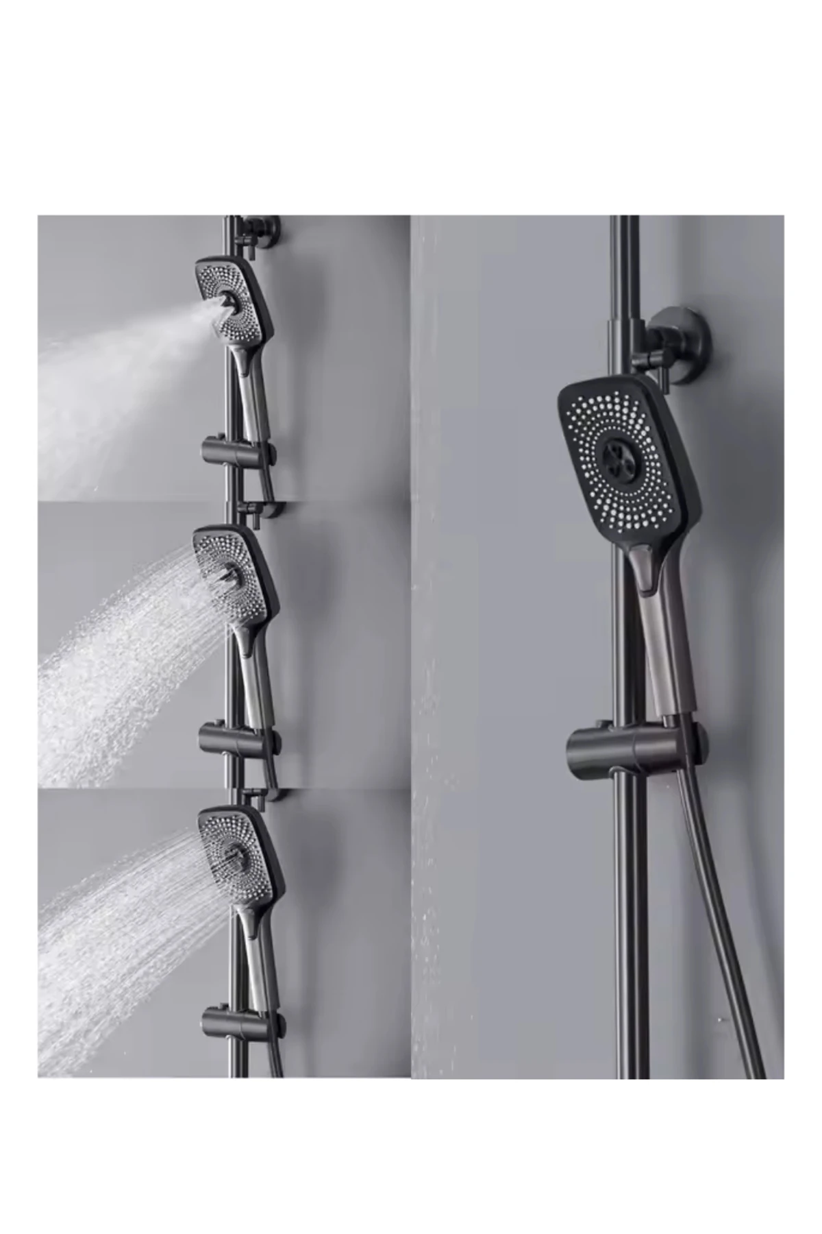 Siyah Renkli Modern Tasarımlı Dijital Akıllı Robot Duş Seti Piyano Tepe Duş Seti