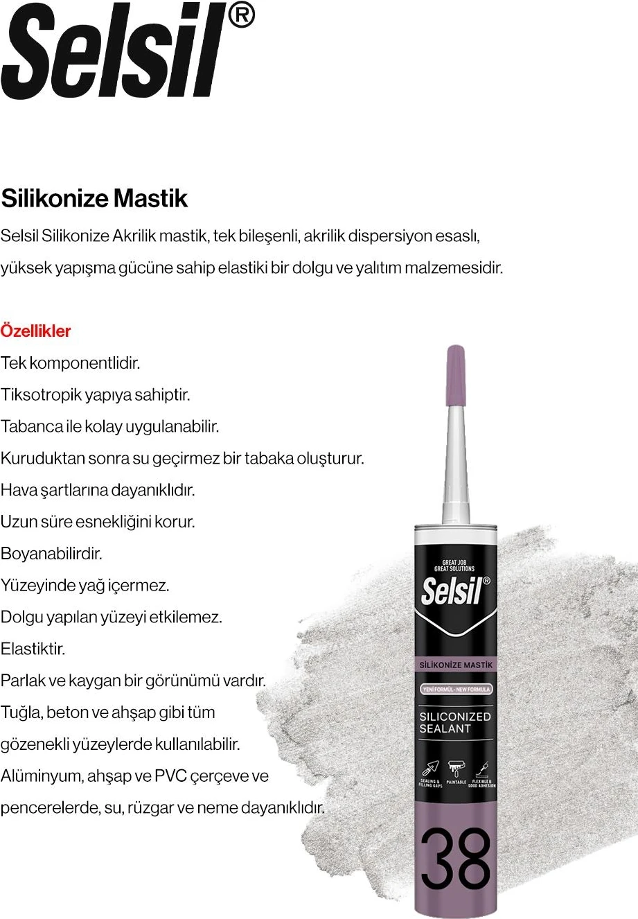 3'lü Silikonize Mastik, 500 Gr, Beyaz ve Rosie Pamuk