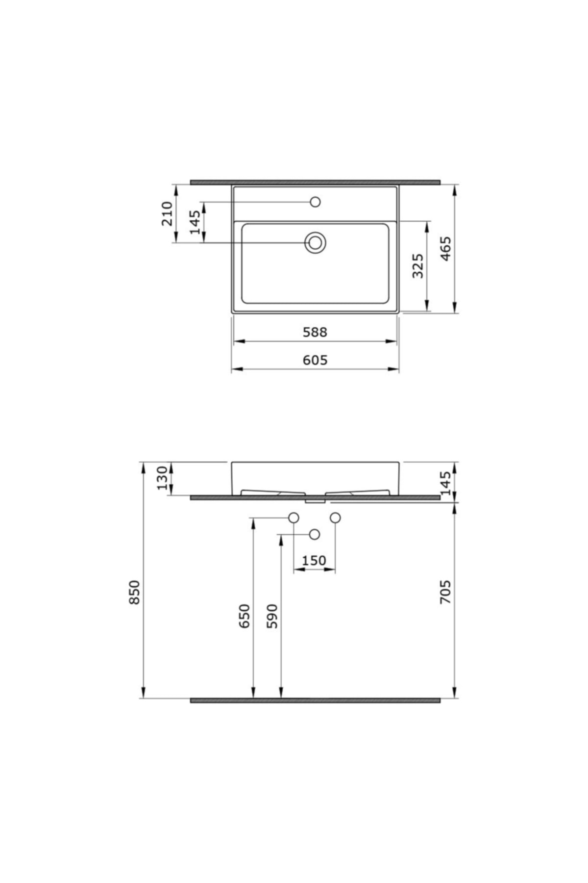 Milano 60 Cm Lavabo 1376-001-0126 Parlak Beyaz