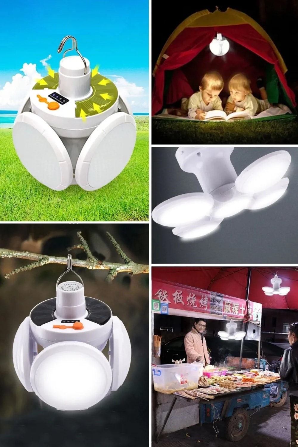 Solar Güneş Enerji ve USB Sarjlı 5 Kanatlı LED Lamba (5047)