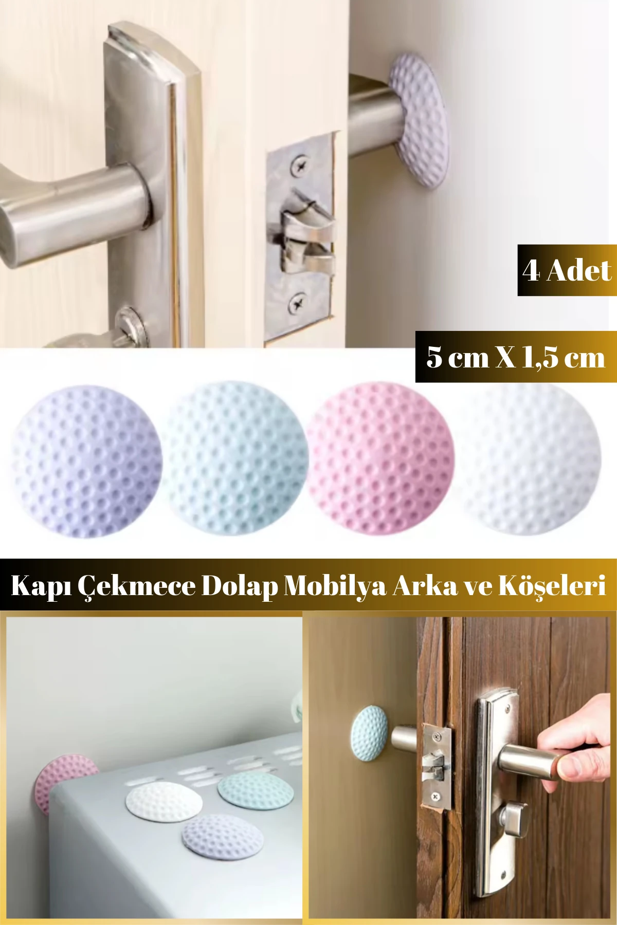 4 Adet Kendinden Yapışkanlı Çok Amaçlı Kapı Mobilya Arkası Duvar Koruyucu Silikon Tampon