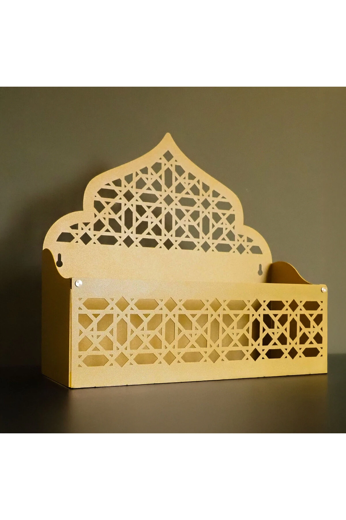 İslami Motifli Metal Duvar Organizeri – Seccade & Kur’an Rafı - WAMH200