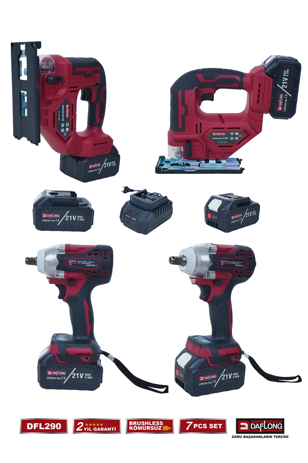 PRO 4 BATARYALI TAŞIMA ÇANTALI 7'Lİ USTA SETİ TİLKİ KUYRUĞU+DEKUPAJ+SUNTA MAKİNASI DFL-290