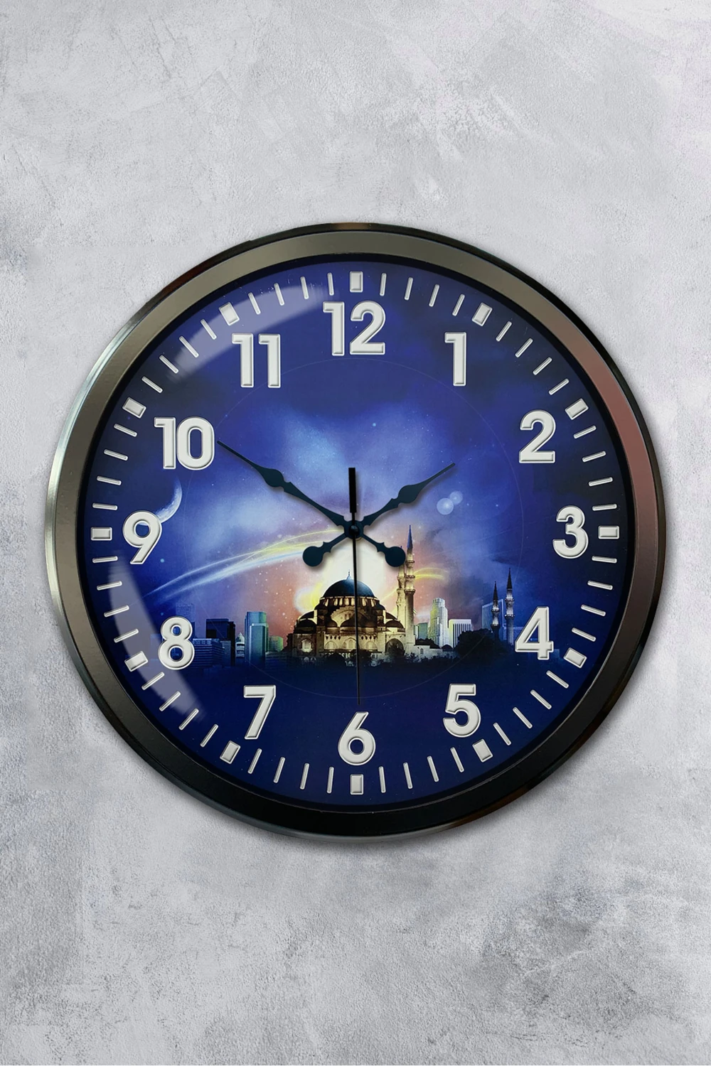 52 cm Siyah Metal Islam Duvar Saati