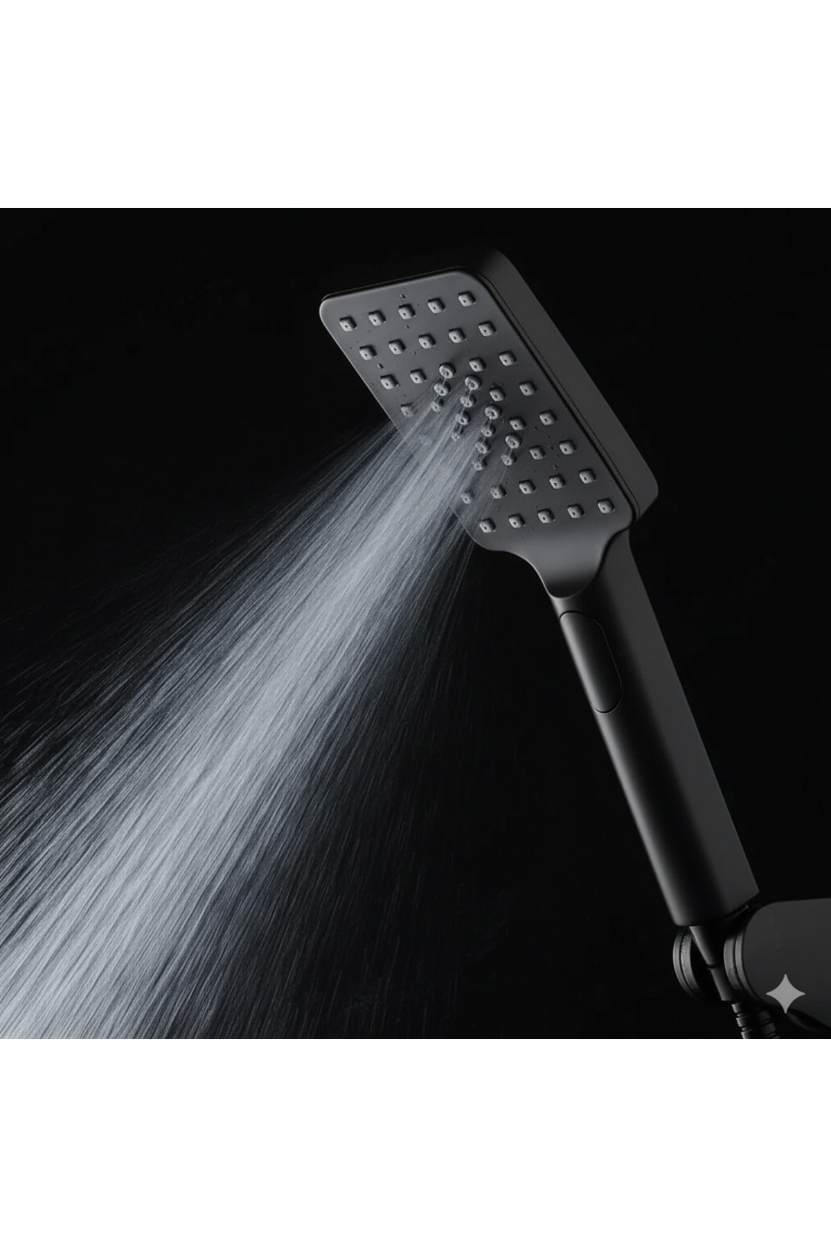 Tepe Yağmurlama Kirec Kırıcılı Siyah Çibaba Duş Seti Pirinç Yönlendirici Siyah
