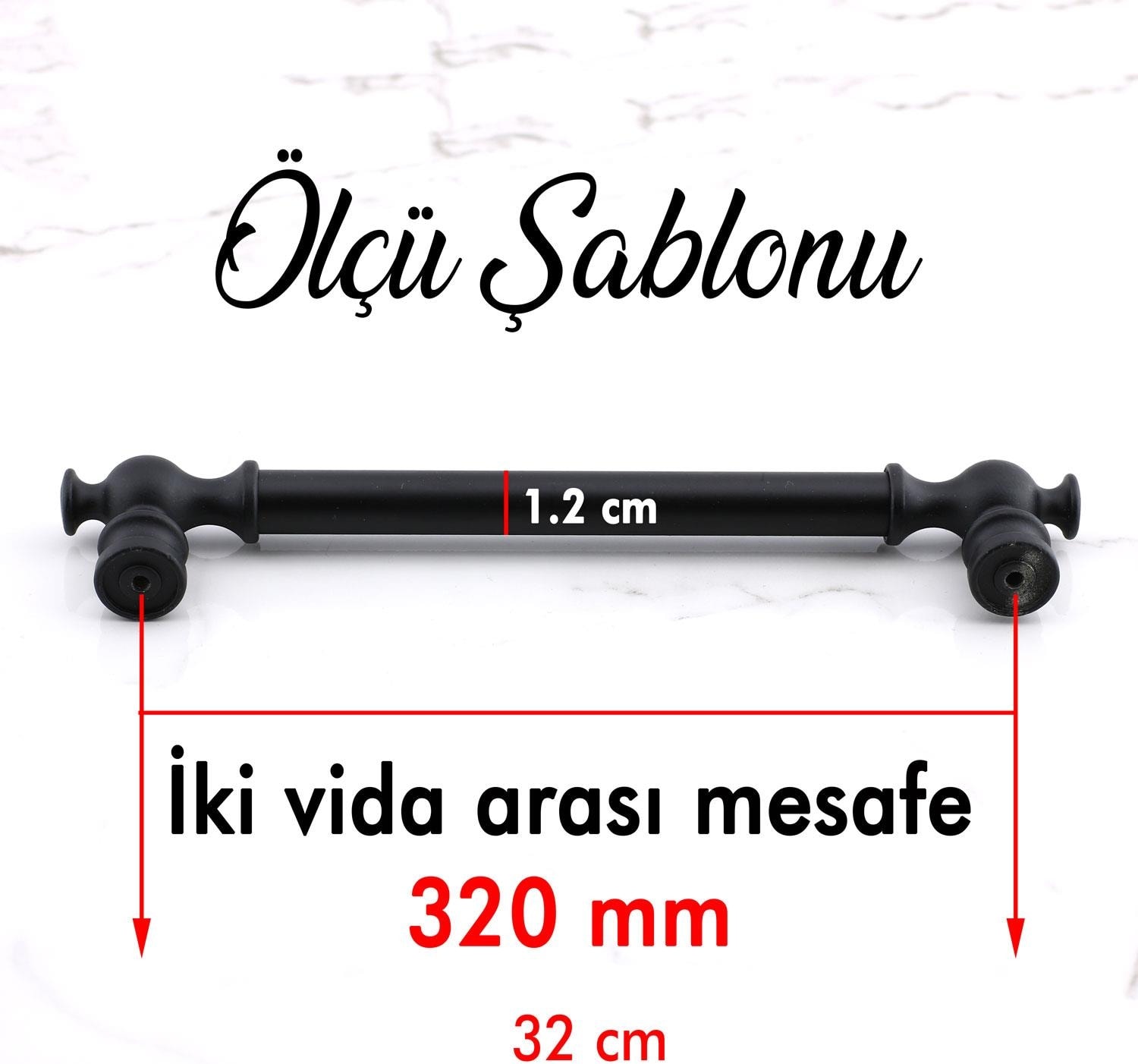 Mobilya Mutfak Metal Dolabı Çekmece Dolap Kapak Kulpları Kulbu Kulpu 32 cm-320 mm Siyah Kulp