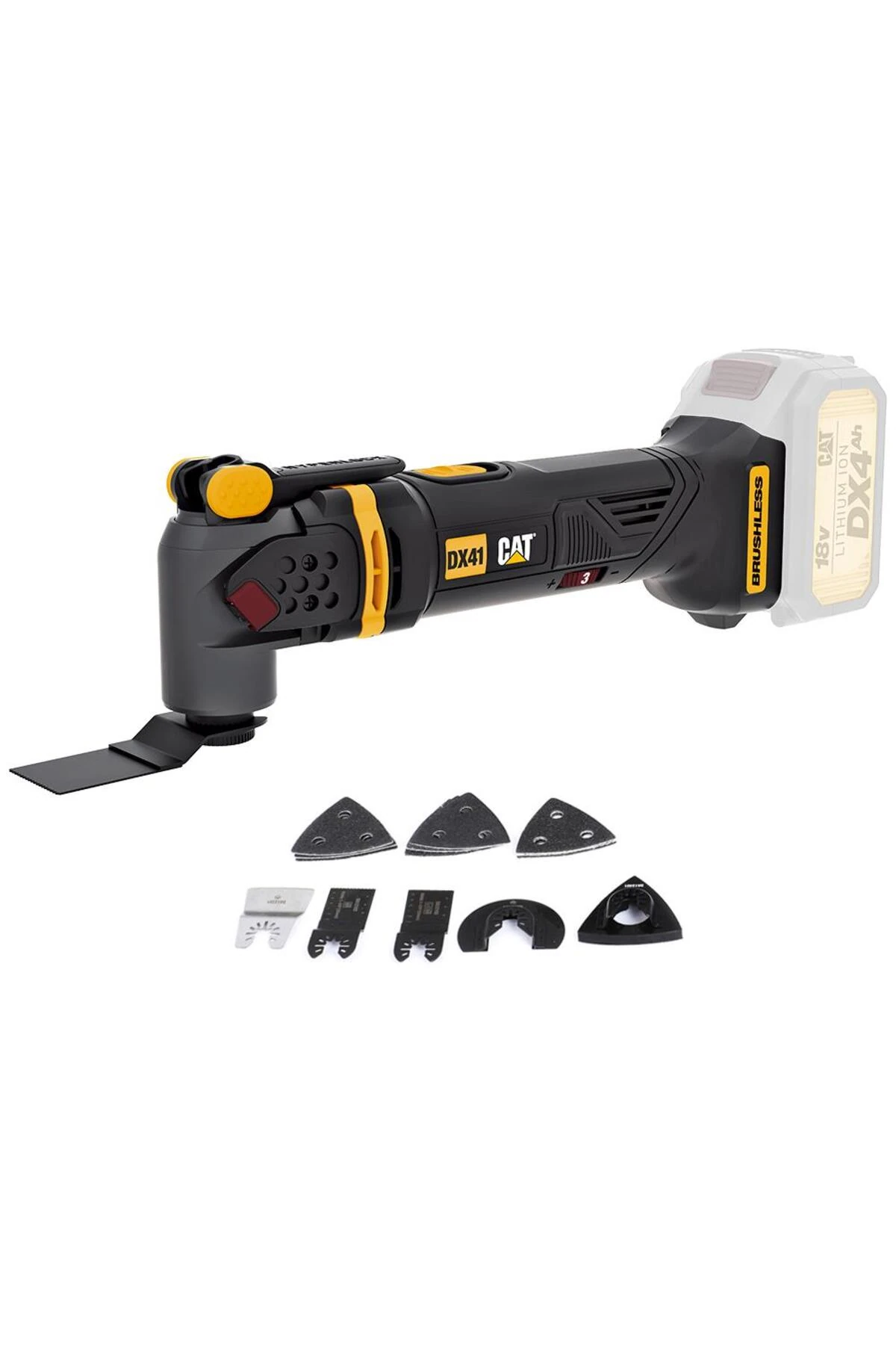 DX41B 18Volt Kömürsüz Profesyonel Çok Amaçlı Devir Ayarlı Raspalama+14 Adet Aksesuar (Akü Dahil