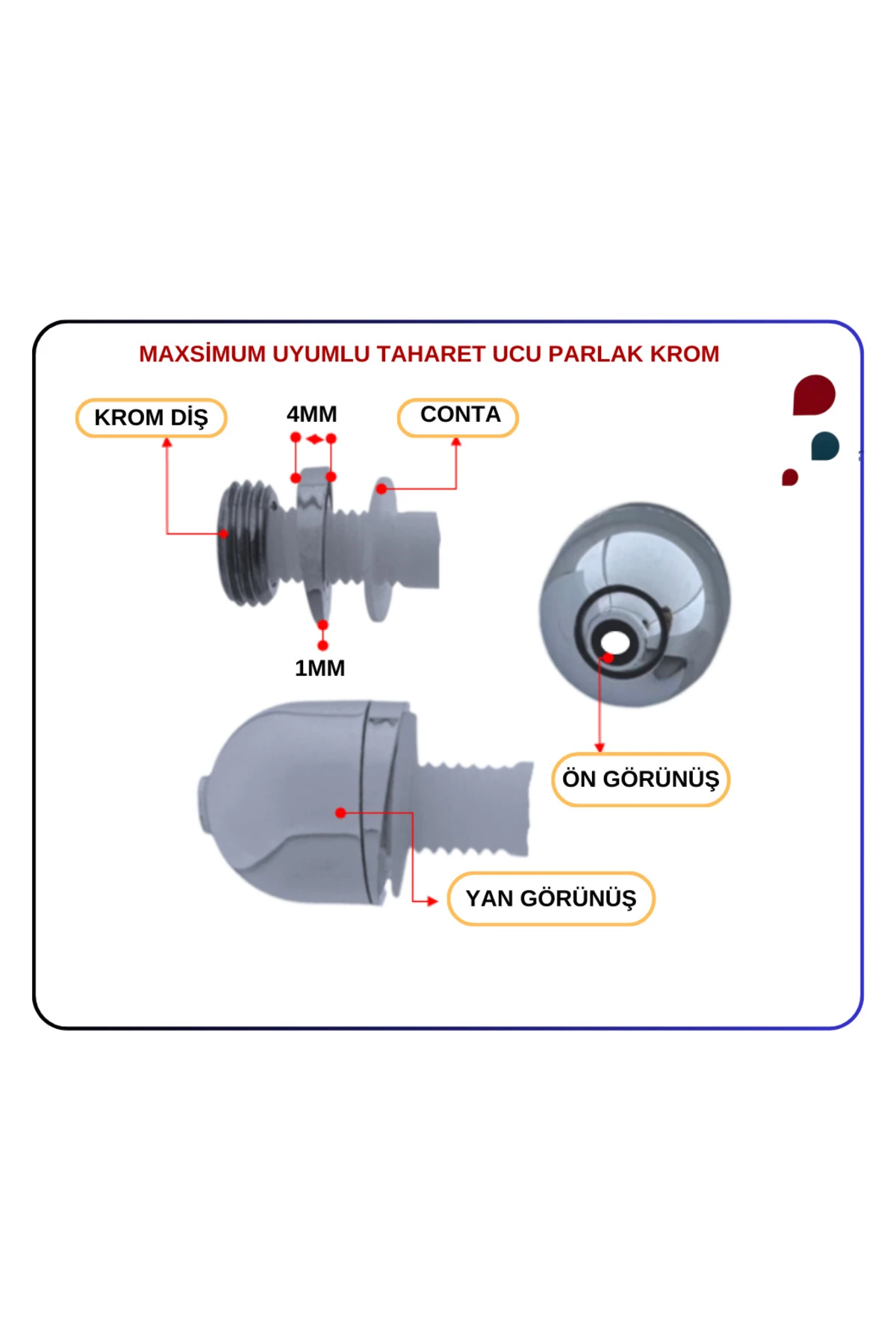 311464YP1TE -Taharet Ucu Fıskiye Ayarlı Krom TK8°