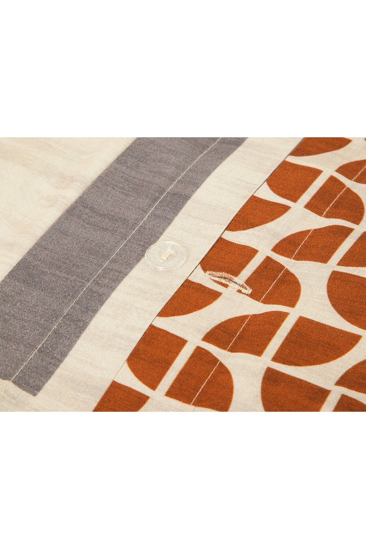 Dynamic Square Dijital Baskılı Soft Cotton Çift Kişilik Nevresim Seti 200x220 Cm Bej – Terracotta