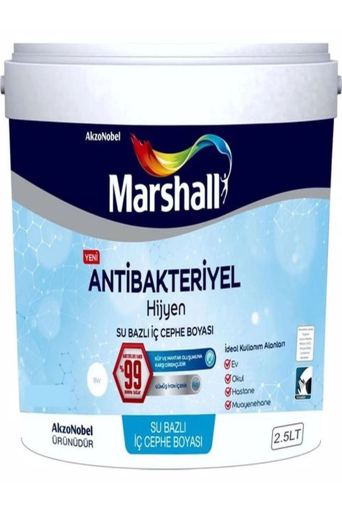 Antibakteriyel Hijyen Ipek Mat Iç Cephe Boyası Kırık Inci 2,5 Lt. (3,5 Kg)