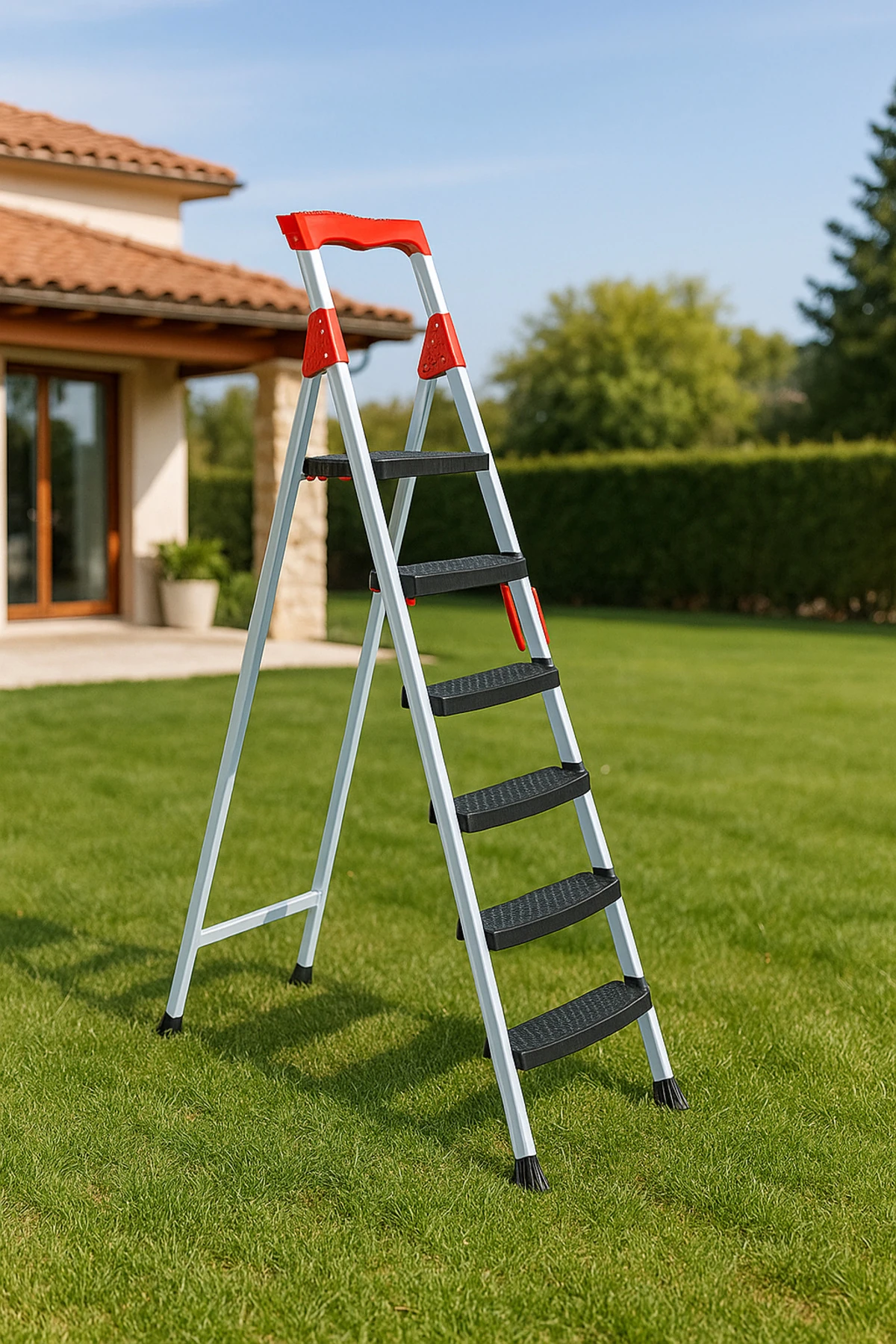 Elegance 6+1 Geniş Basamaklı Kolay Taşıma Aparatlı Merdiven Kaliteli Paslanmaz