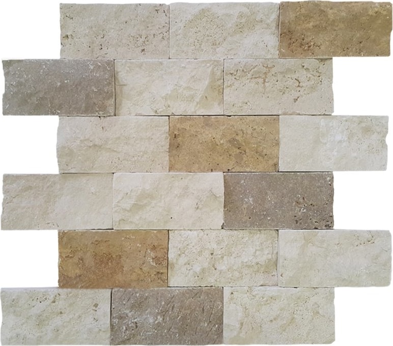 5X10Cm Mix Doğal Taş Traverten Patlatma Mozaik Duvar Kaplaması