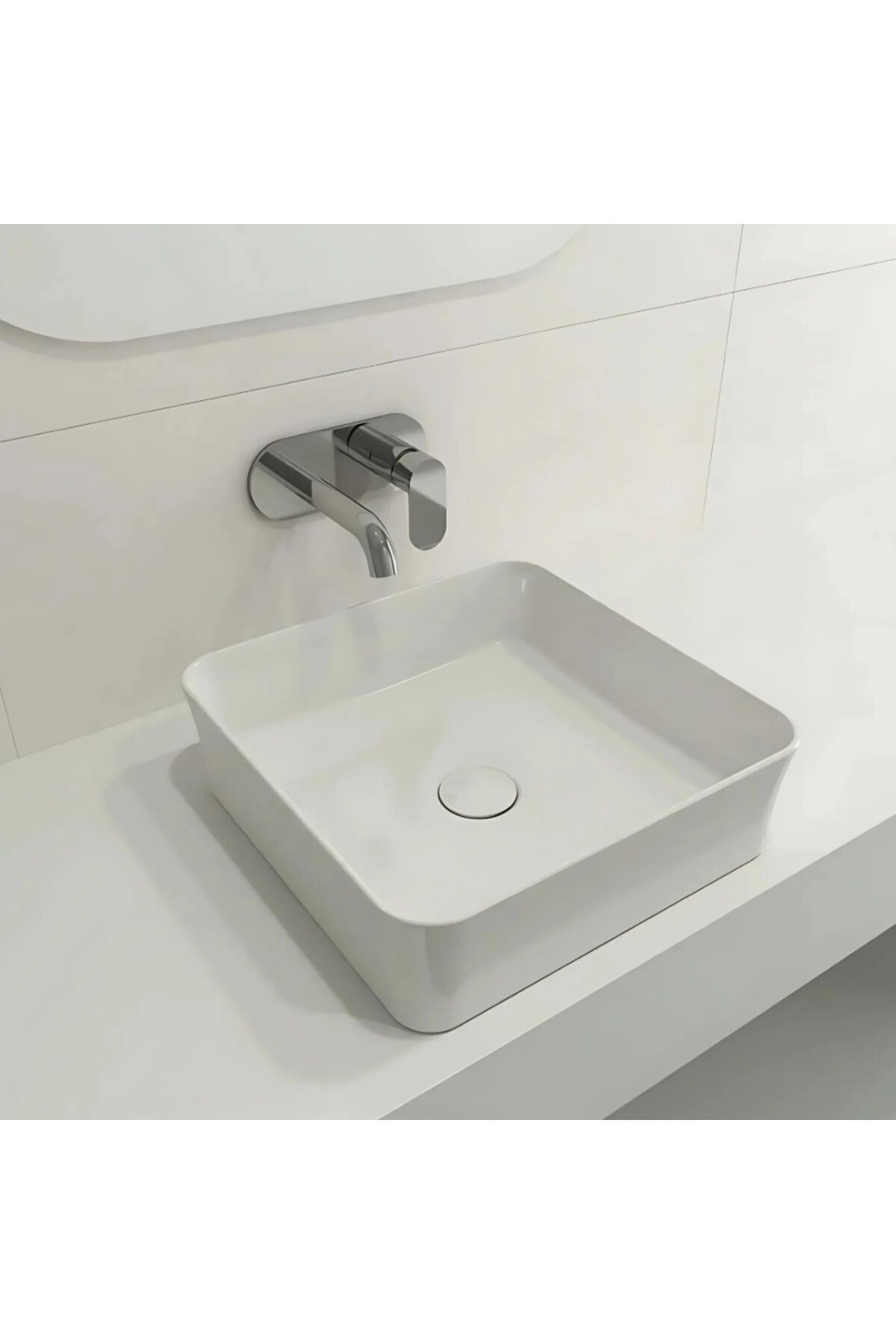 Sottile Slim Line Tezgah Üstü Lavabo Kare 38X38Cm Parlak Beyaz