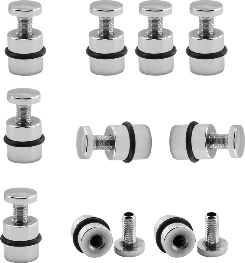 O-Ringli Metal Cam Raf Tutucu (10 Adet) Krom 90-2503-01 Oringli Contalı Vidalı Metal Tutamak