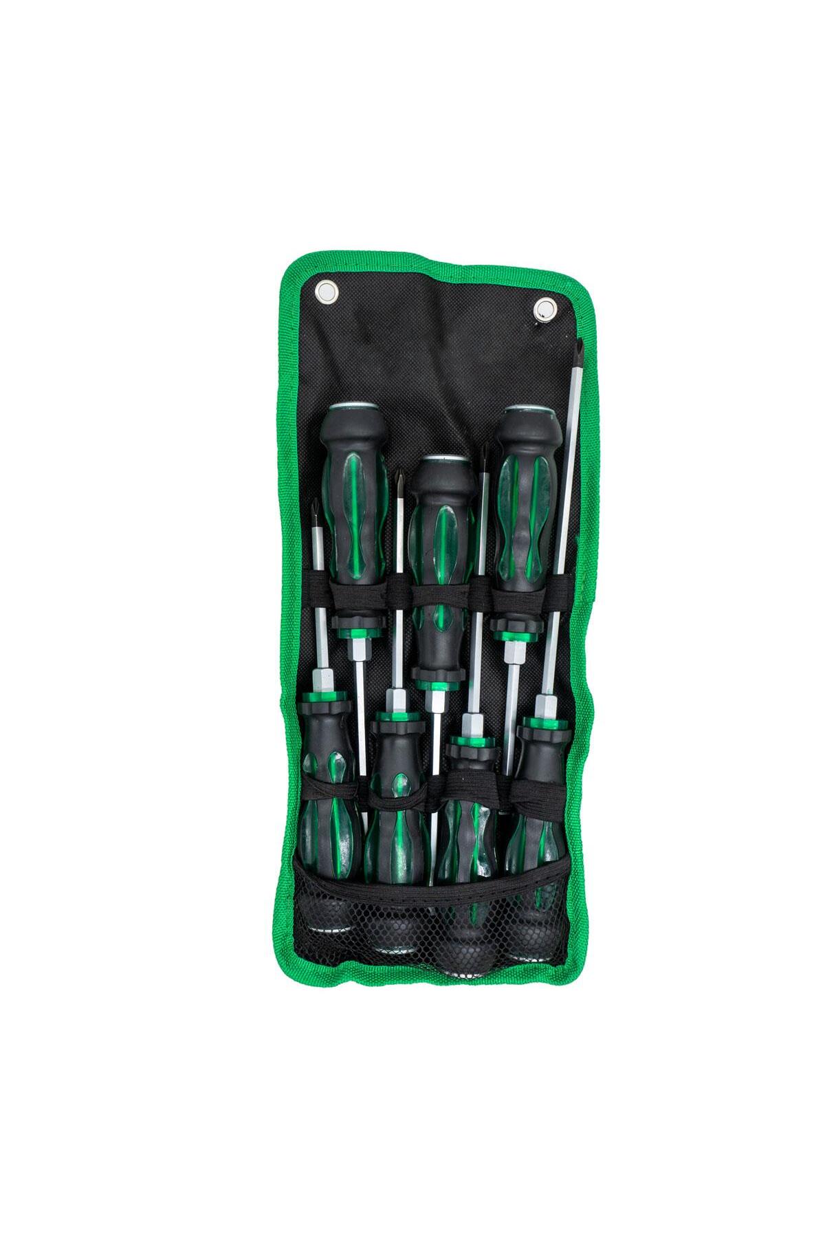 Darbeli Düz Yıldız Tornavida Takım Bez Çantalı 7 Parça