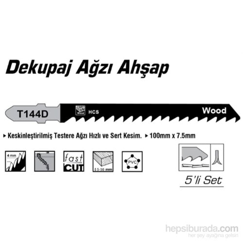 SGS HCS Tip T144D AHŞAP İçin Dekupaj Ağzı Testere 100 mm x 7,5 mm 010147