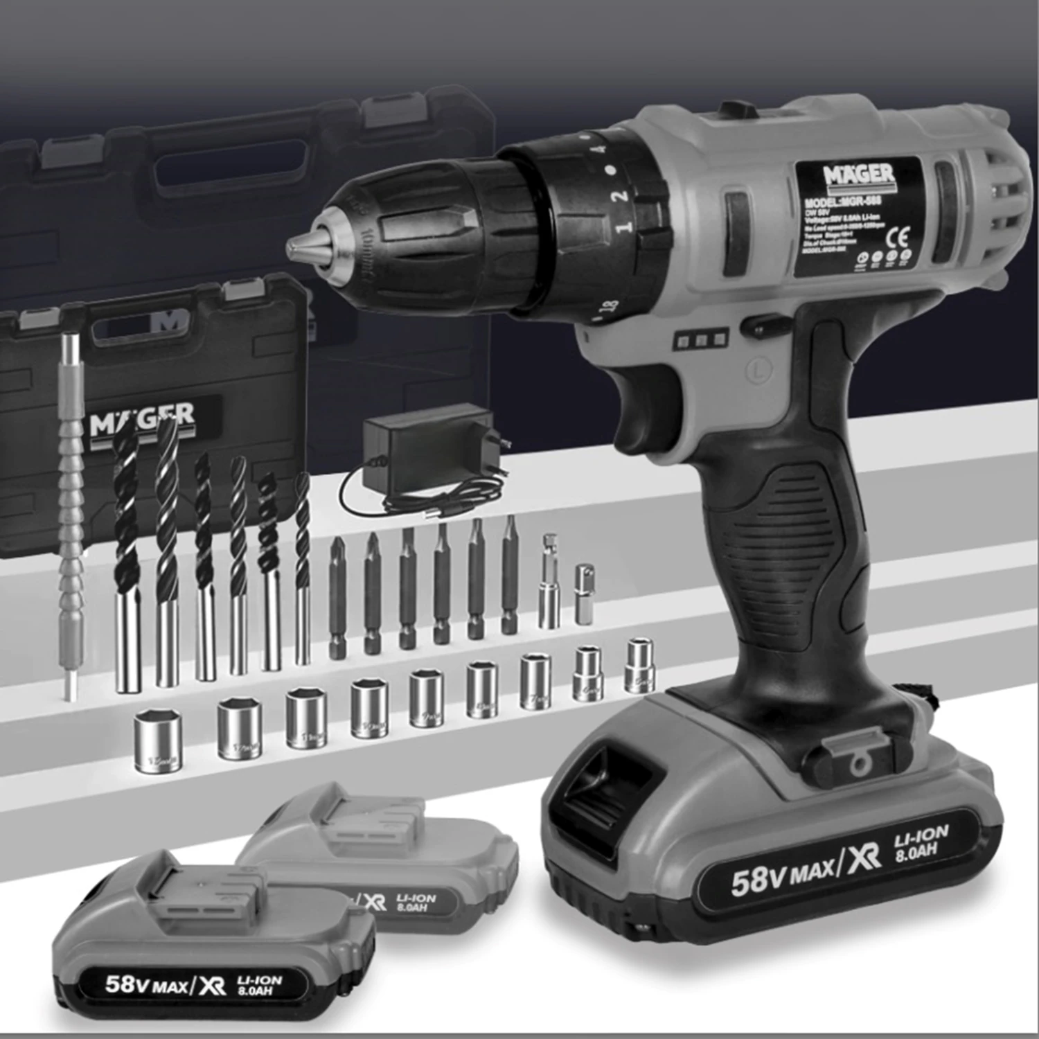 Zy-05 Metal Şanzıman Çift Akülü Şarjlı Matkap 24 Parça Akülü Vidalama