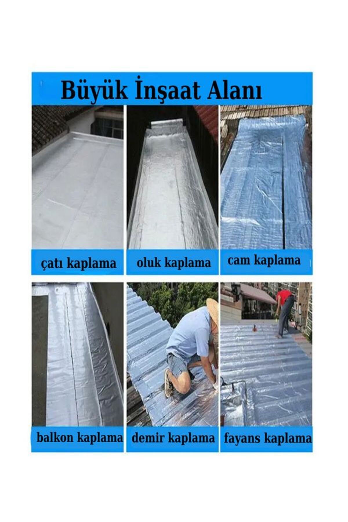OZKUVVET Süper Güçlü Çatı İzolasyon Bantı 100CM X 300cm Tamir Ve Su Sızdırmaz Çamur Band En 1metre Boy 3metre