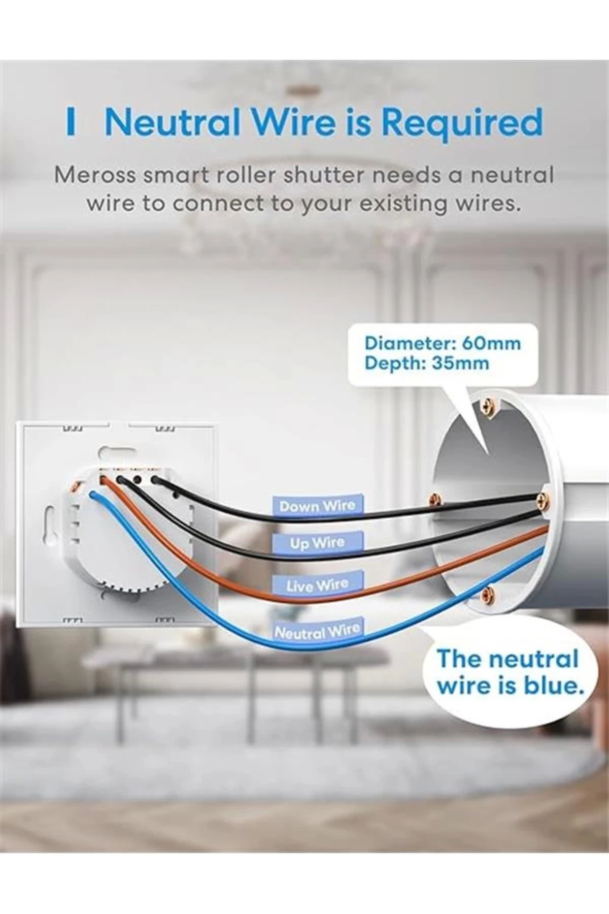 Meross Akıllı Panjur Anahtarı, Nötr Tel Gerekli, Akıllı Ev Sistemleri, HomeKit Alexa Google Home