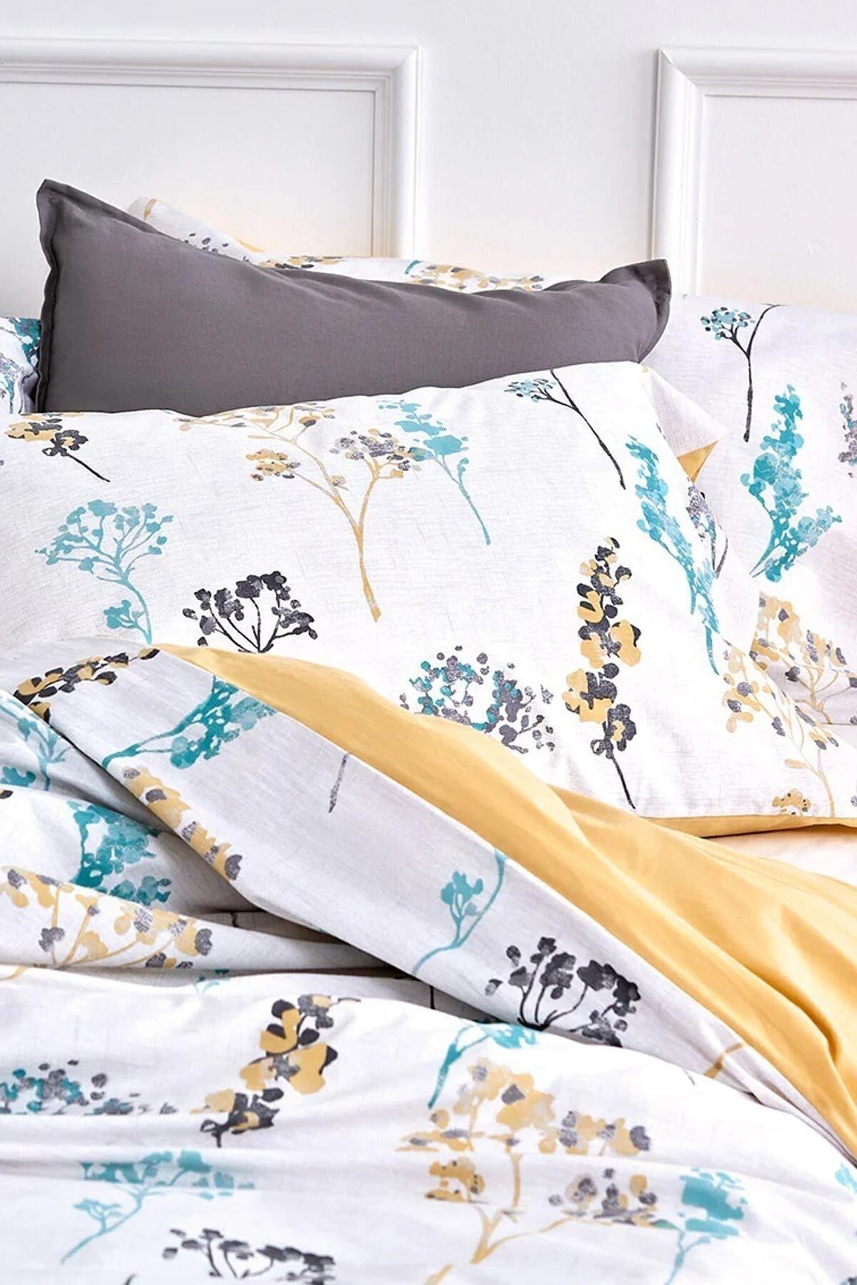 Çiçekli Nevresim Takımı Battal Boy 240x220 Büyük Nevresim ve 2 adet Yastık Kılıfı Çeyiz Seti