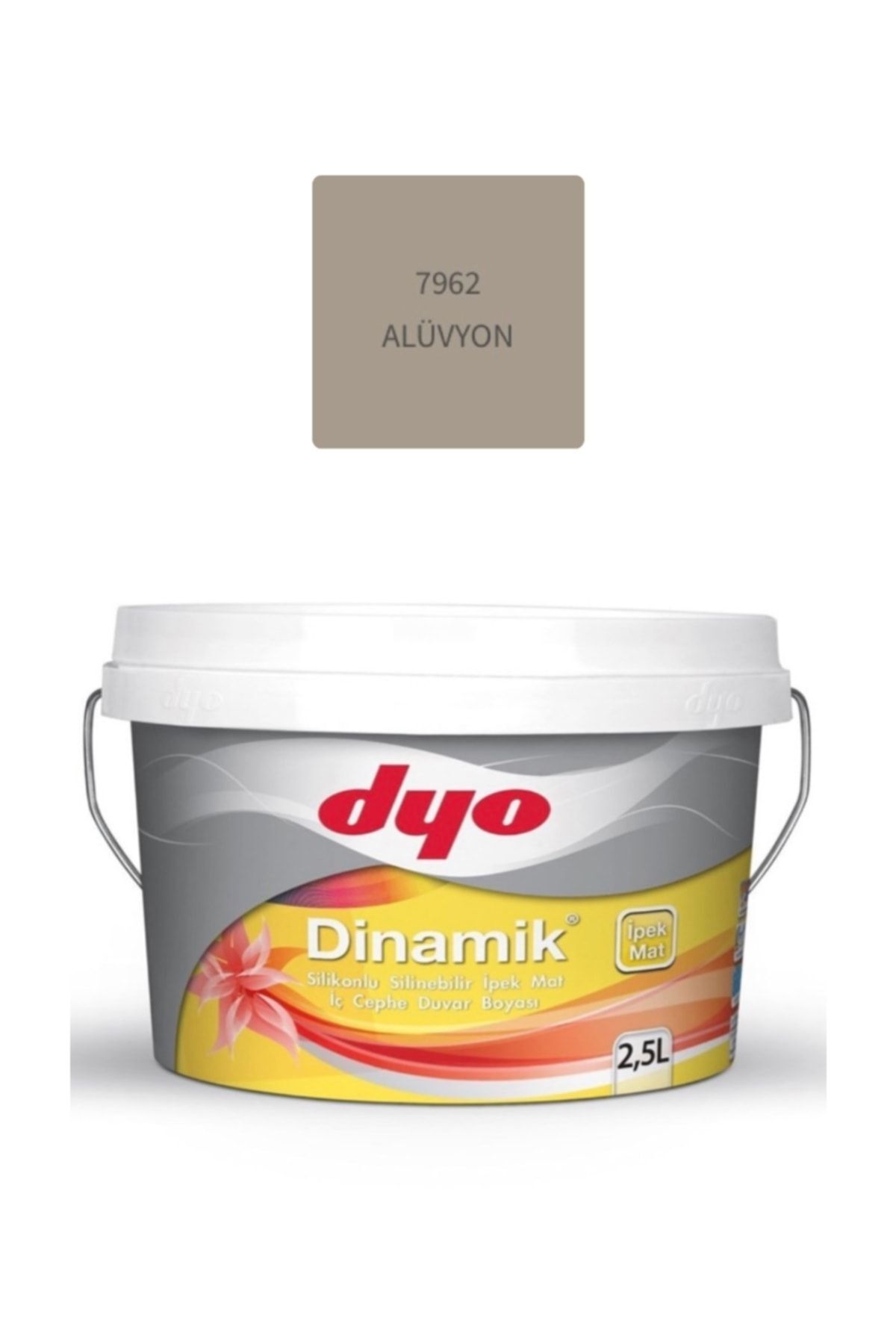 Dinamik Silikonlu Silinebilir Ipek Mat Iç Cephe Duvar Boyası 7962 Alüvyon 2.5 Lt