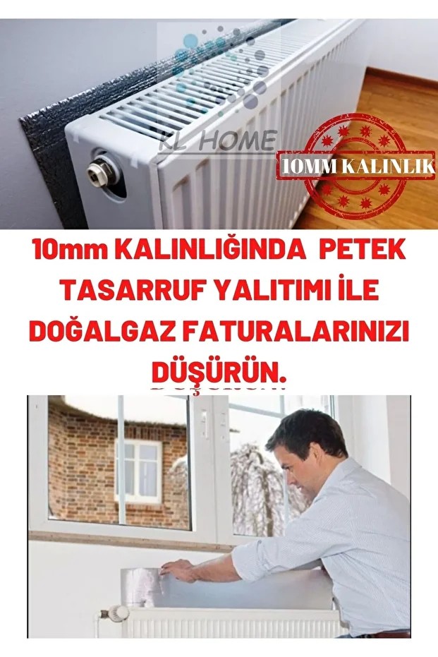 10mm Kalınlık- 2 Adet -50cmx100cm Tasarruf Için Kalorifer Petek Arkası Isı Doğalgaz Faturan Düşür