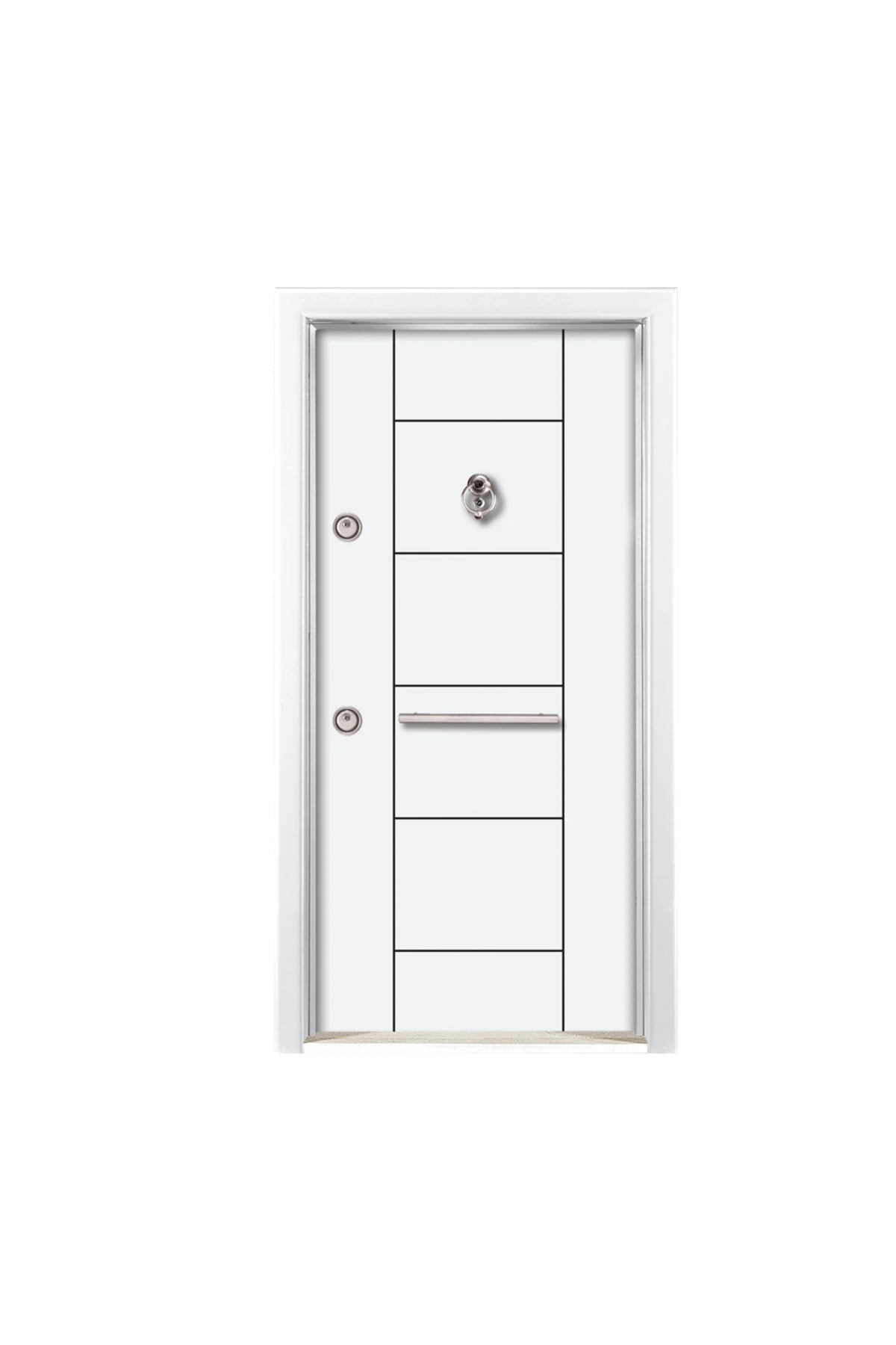 Çelik Kapı, Kilitli, Beyaz Renk, Çelik Kapılar, Yüksek Güvenlikli Sağ Açılım