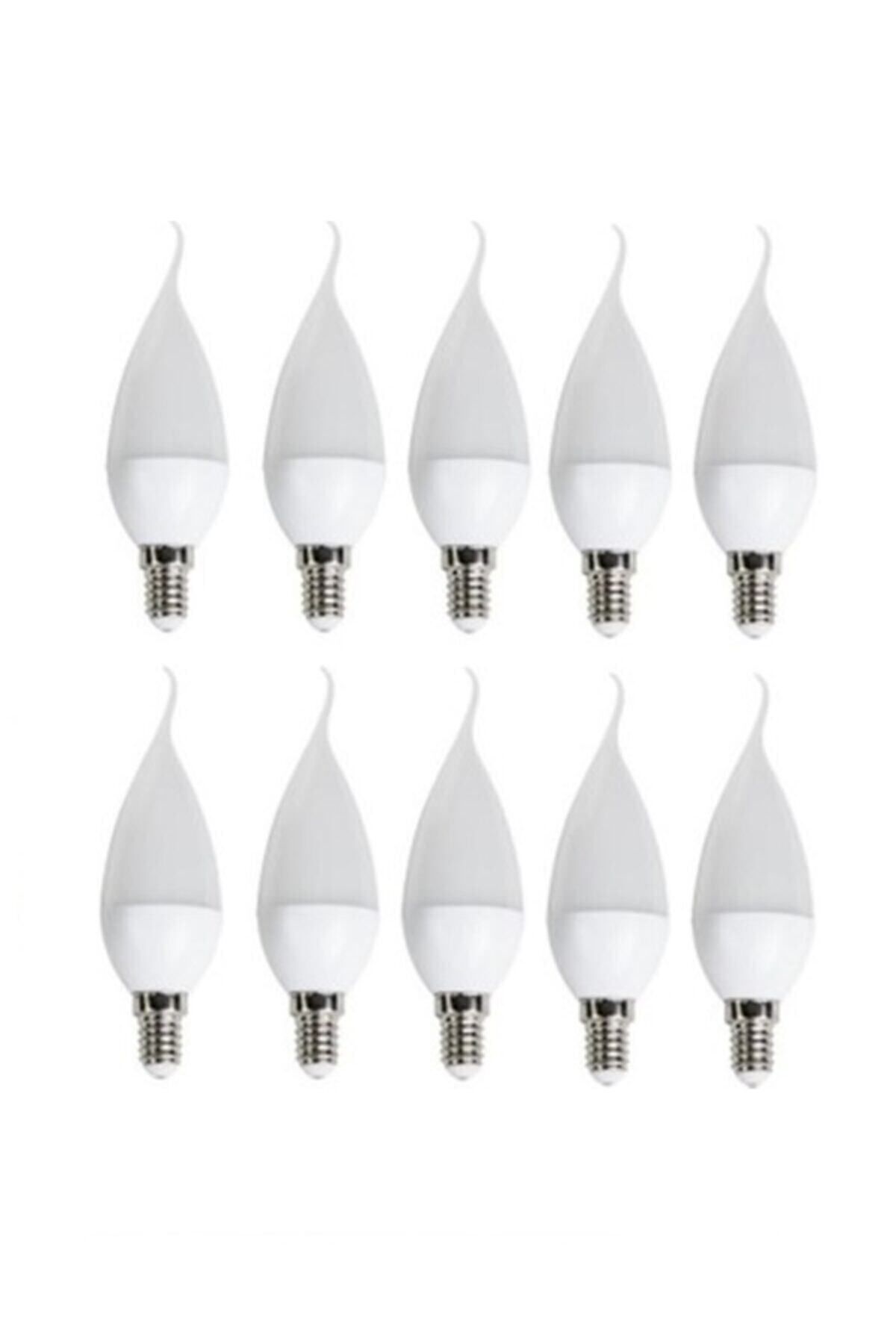 10 Adet 8w Günışığı Sarı Işık Led Mum Kıvrık Ampul Avize Ampulü E14 Ince Duylu Ct 4084 3200k