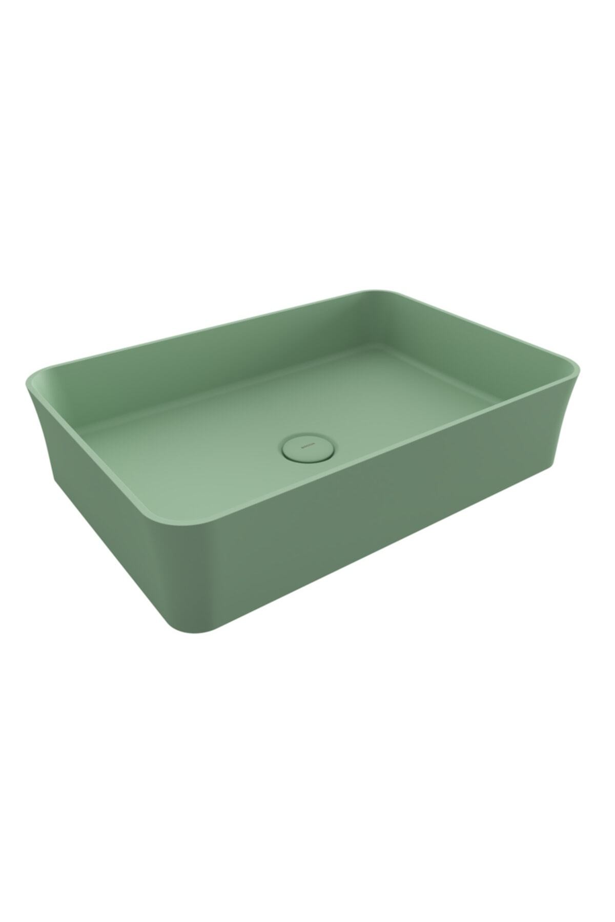 Sottıle Slım Lıne Tezgah Üstü Dikdörtgen 55x38cm. Lavabo - Mat Mint Yeşili